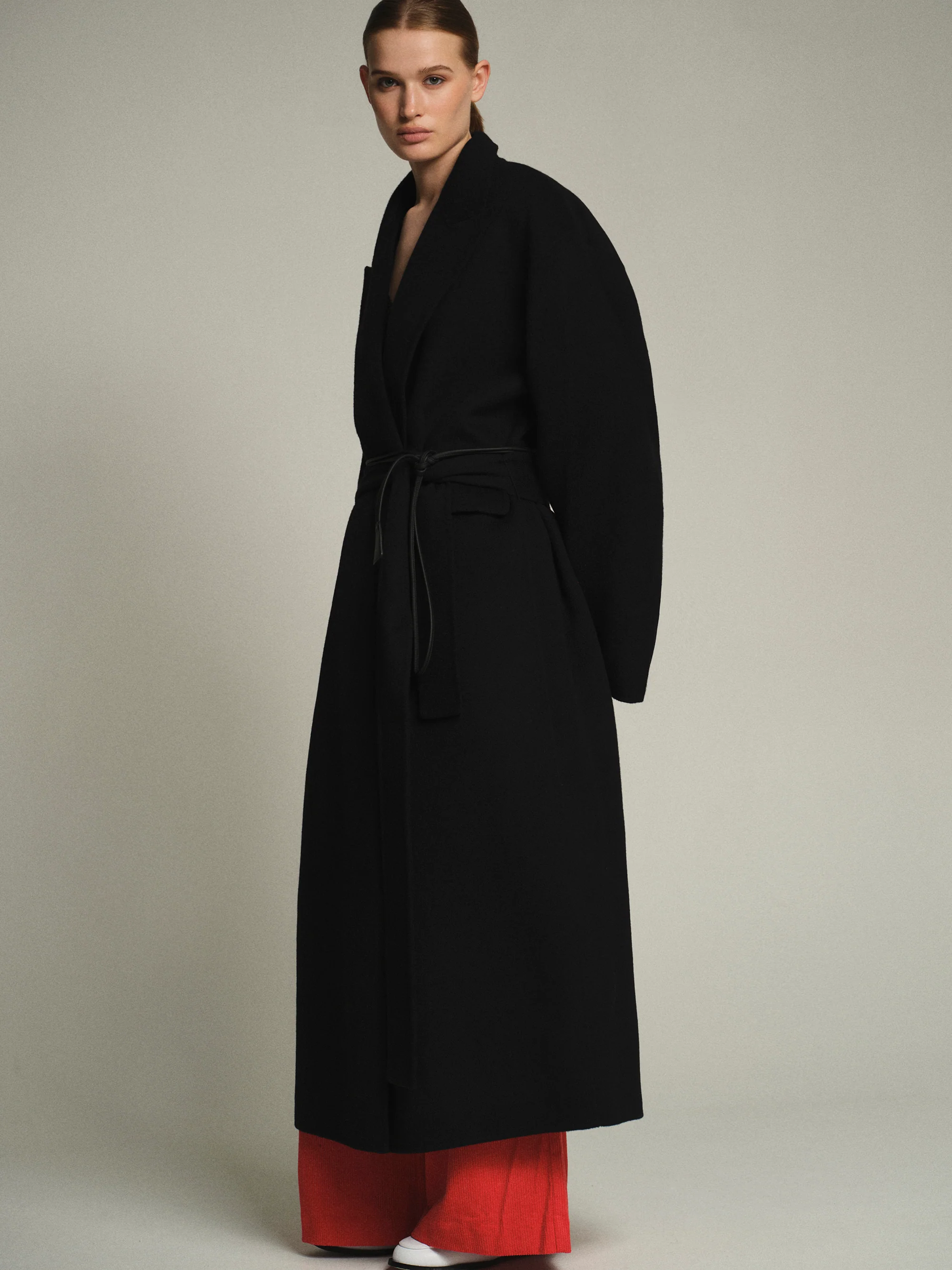 100% Wool Shawl-Collar Coat, Black - Image 3