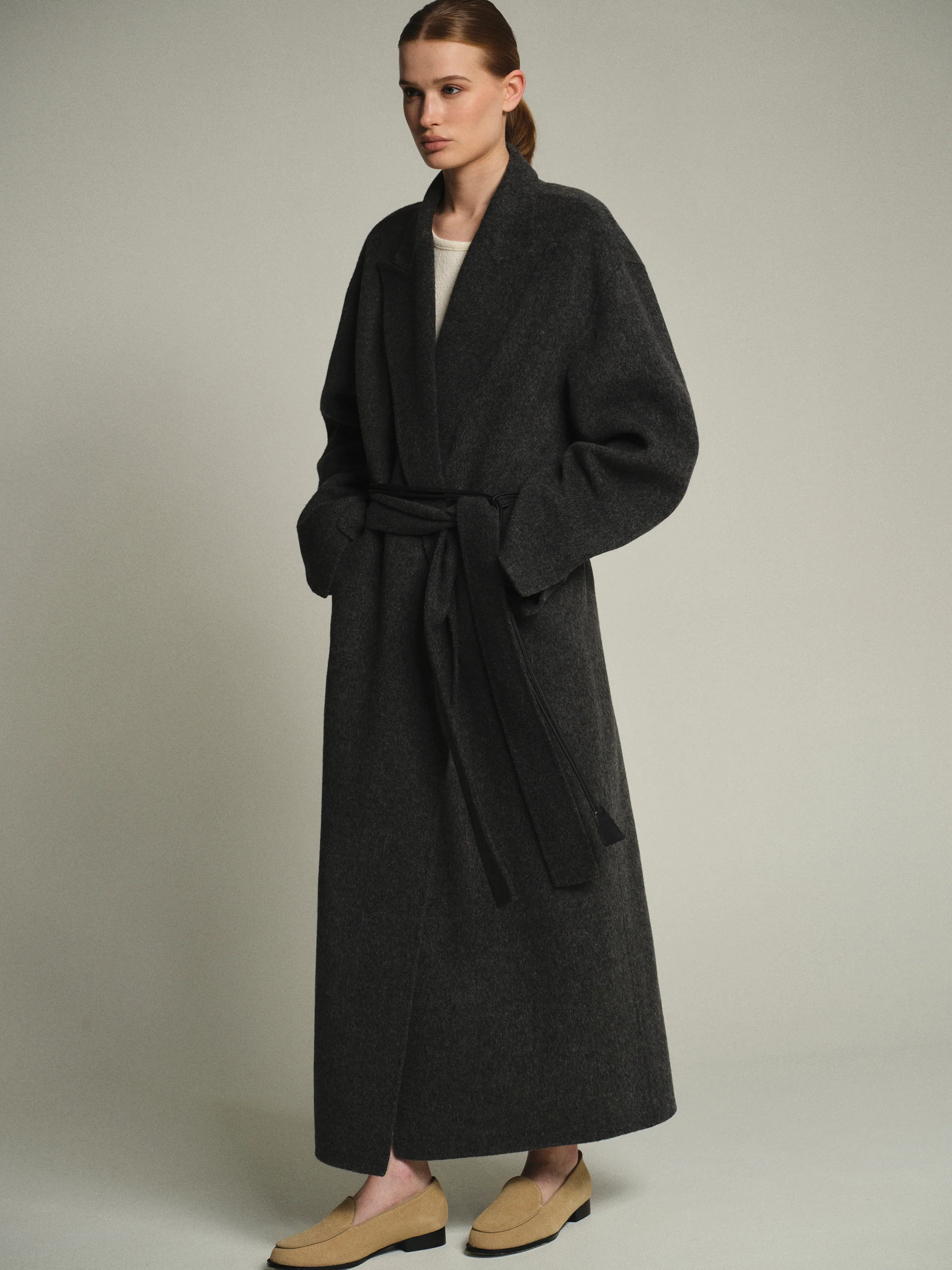 100% Wool Shawl-Collar Coat, Charcoal - Image 4