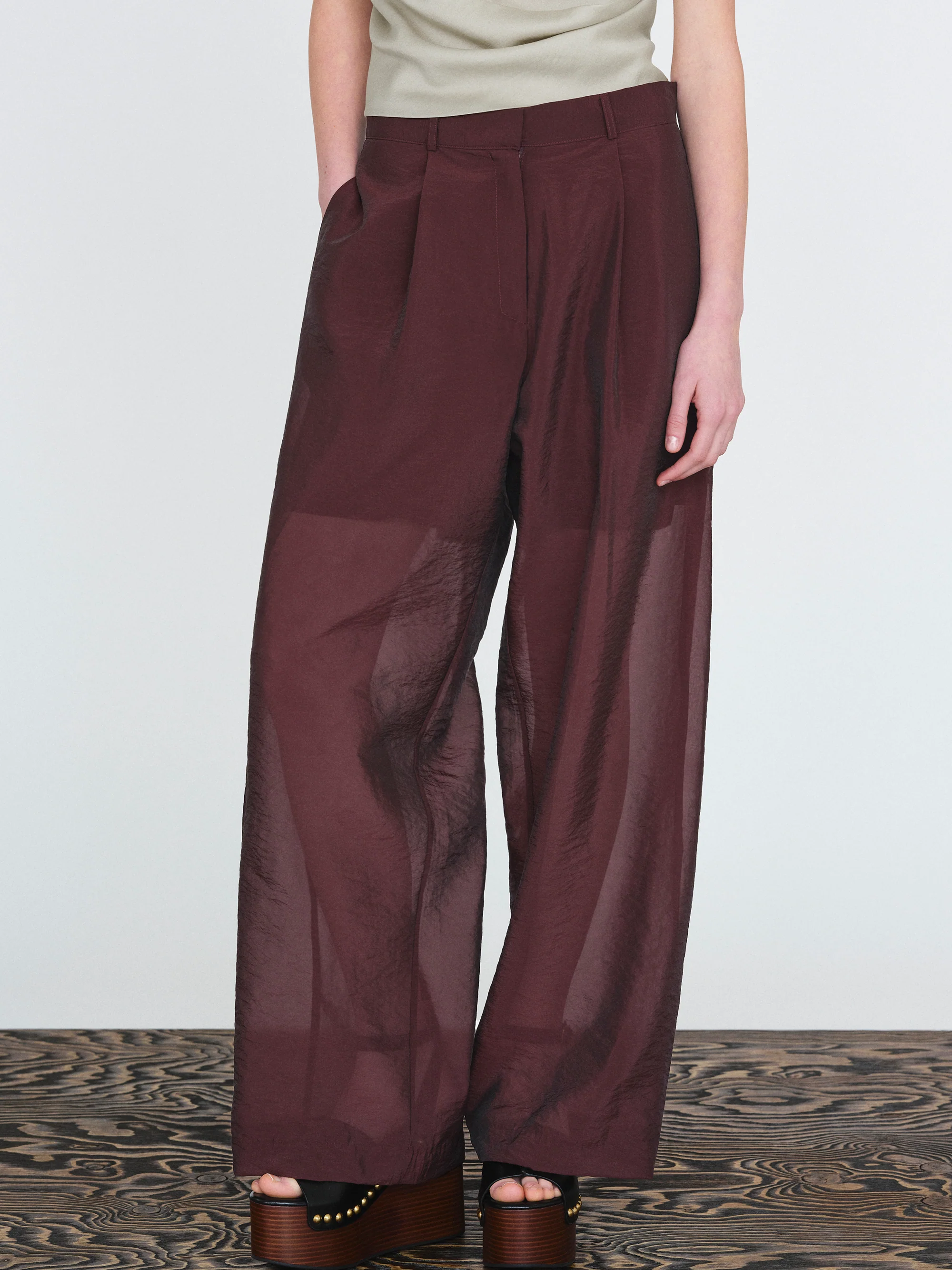 Ada Semi Sheer Trousers, Wine