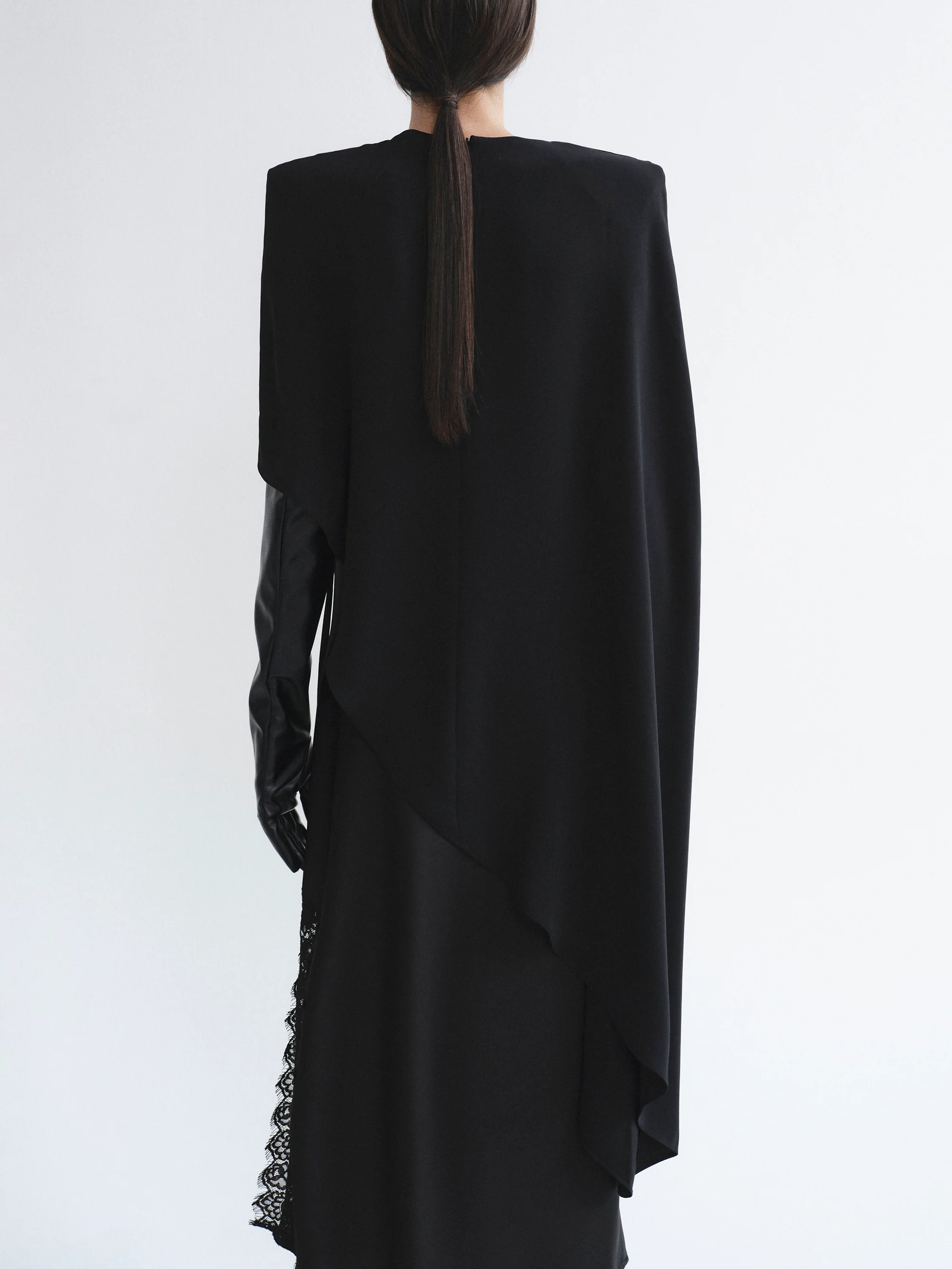 Amia Asymmetric Satin Blouse, Black - Image 5