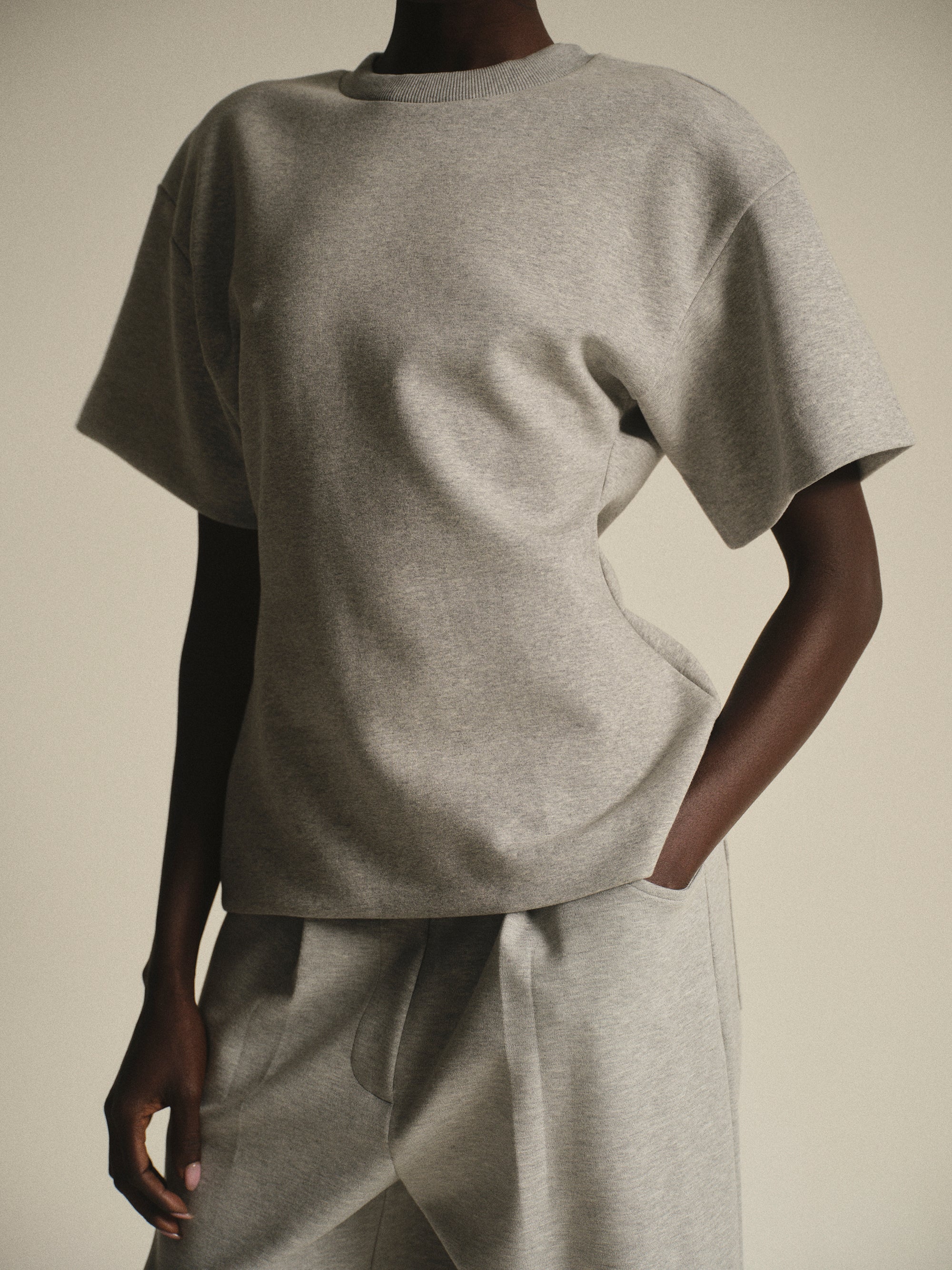 Amila Cinched T-Shirt, Grey - Image 2