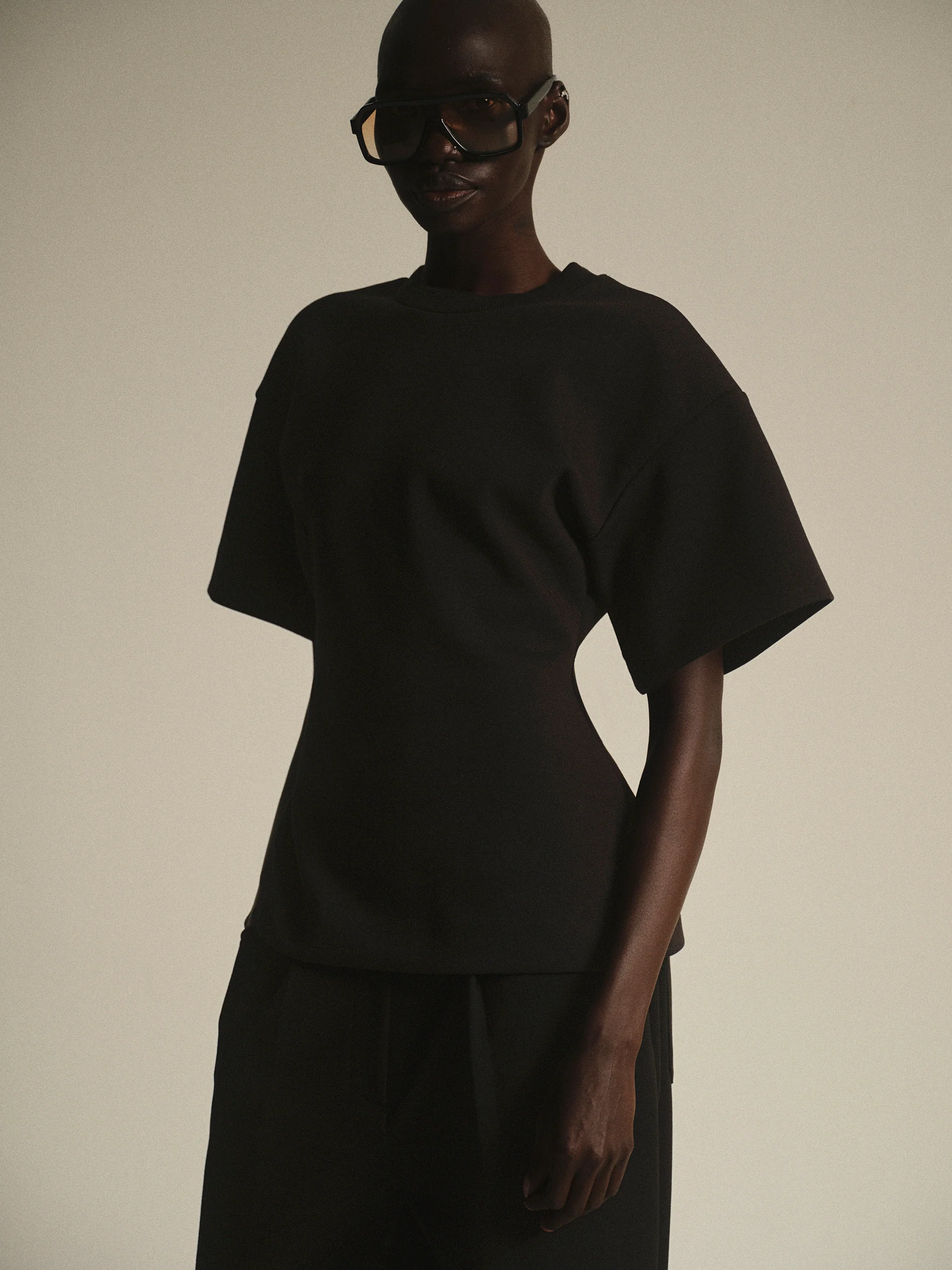 Amila Cinched T-Shirt, Black - Image 2
