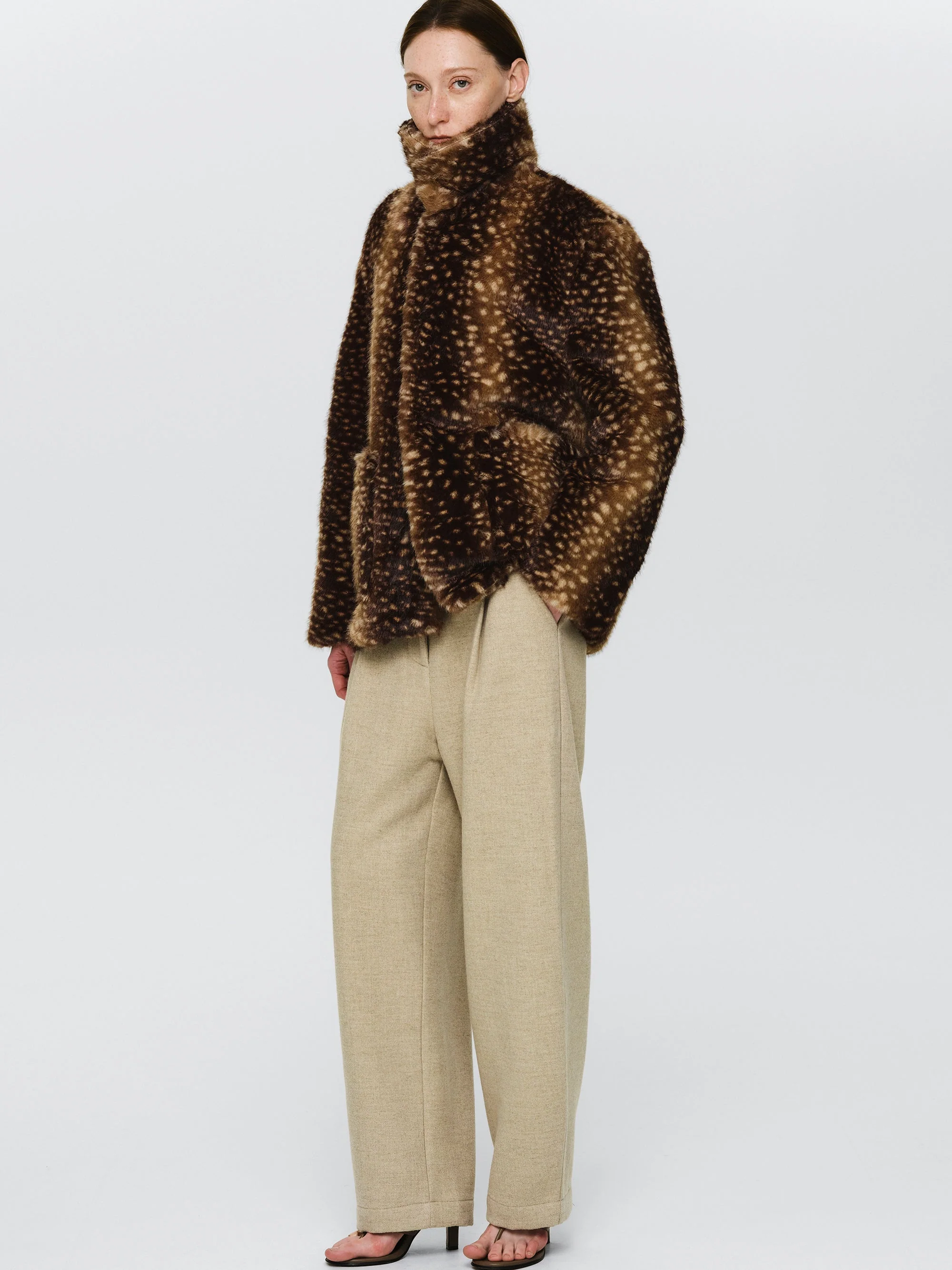 Animal Print Faux-Fur Jacket, Brown - Image 3