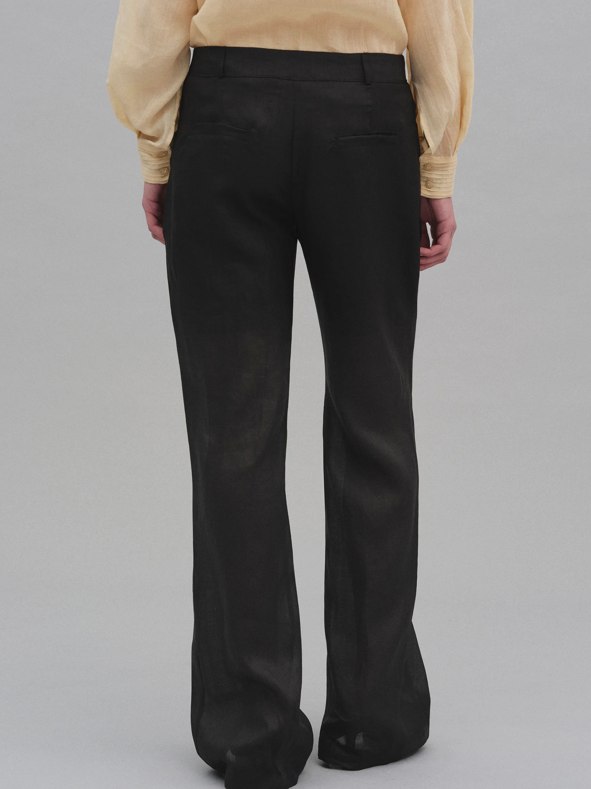 Arny Semi-Sheer Linen Pants, Black - Image 5