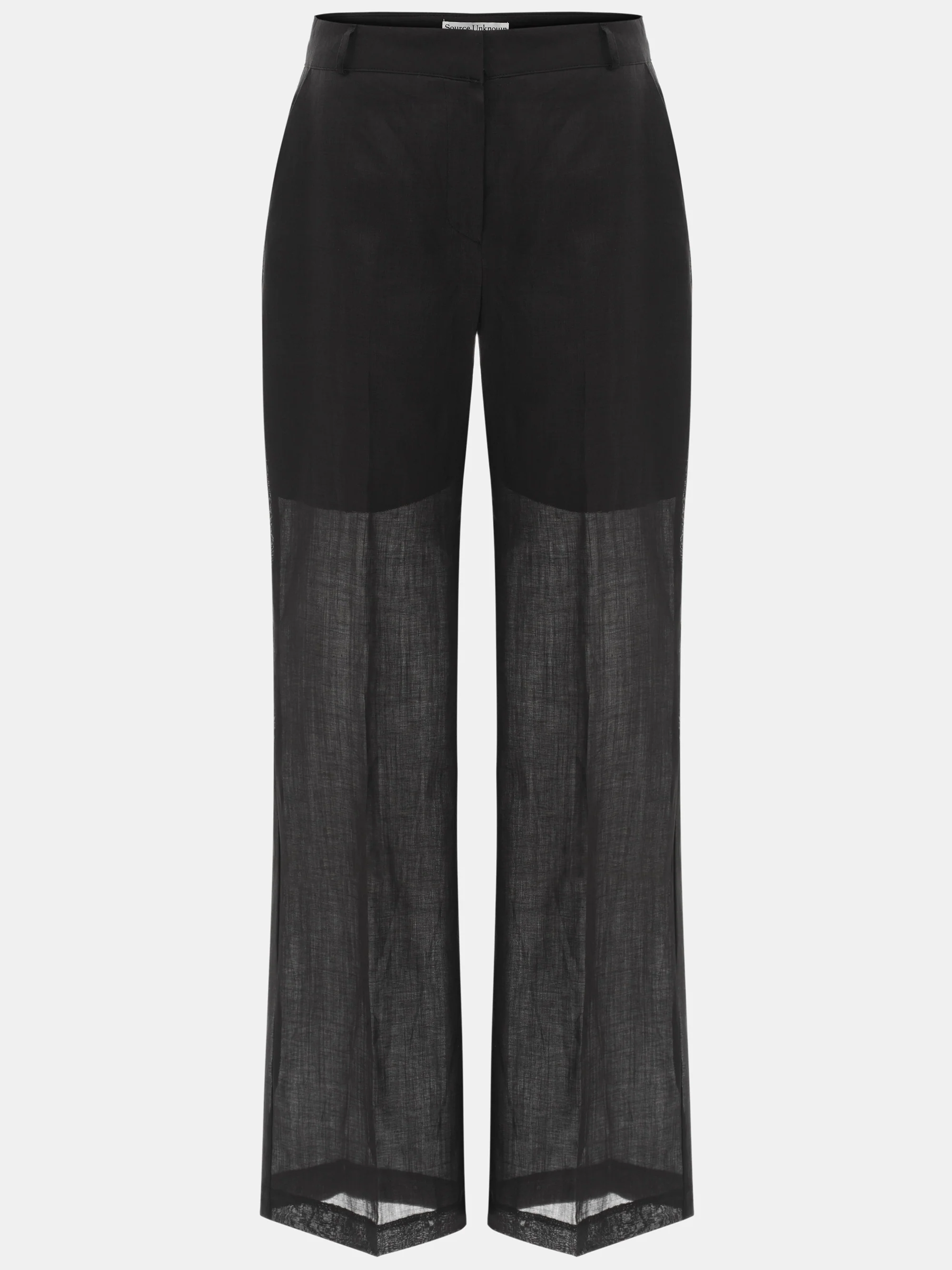 Arny Semi-Sheer Linen Pants, Black - Image 6