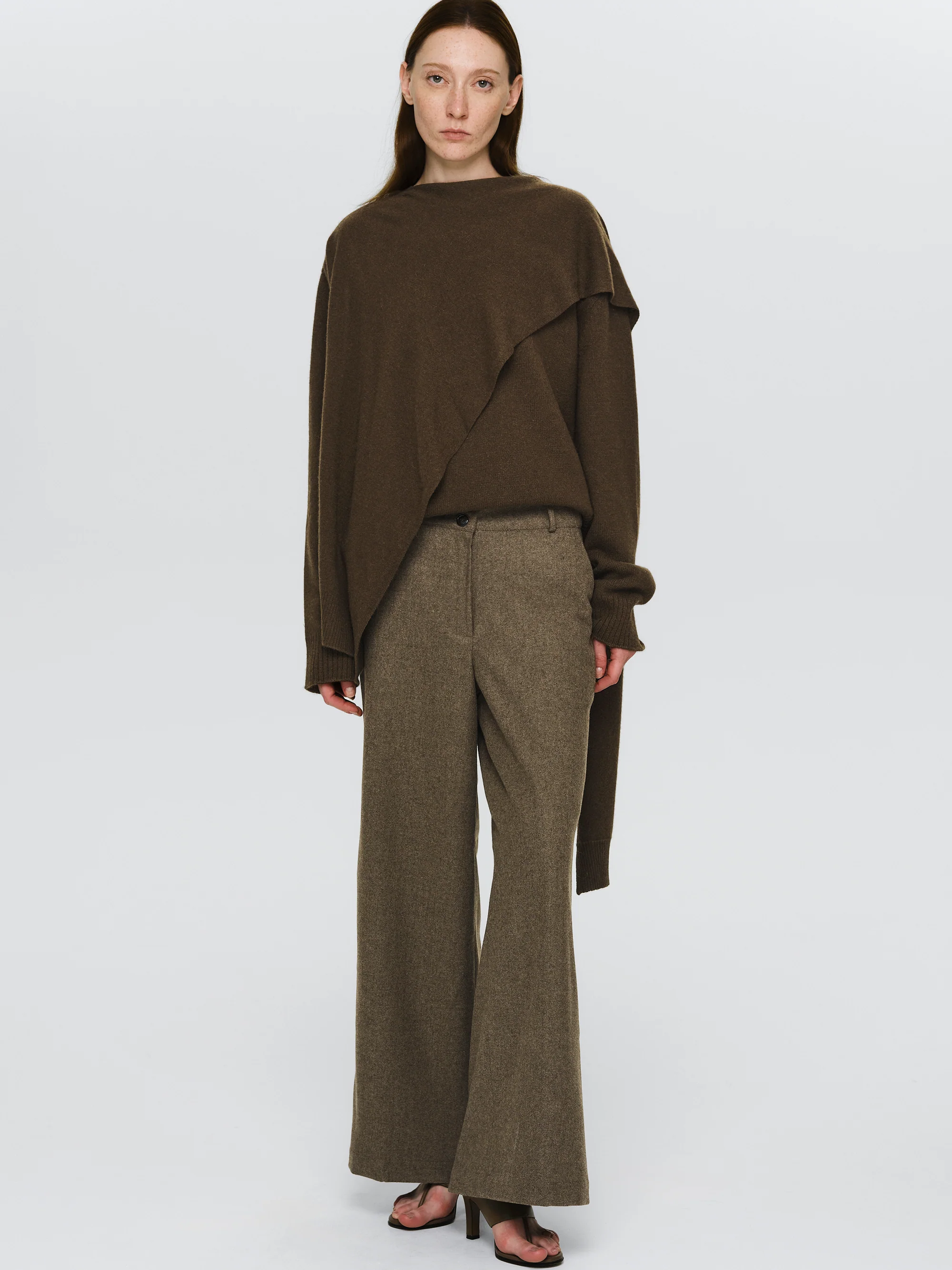 Asymmetric Collar Jumper, Brown - Image 3