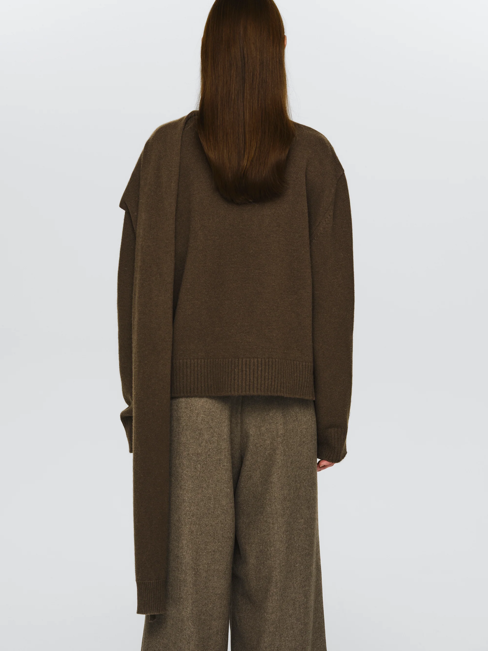 Asymmetric Collar Jumper, Brown - Image 4