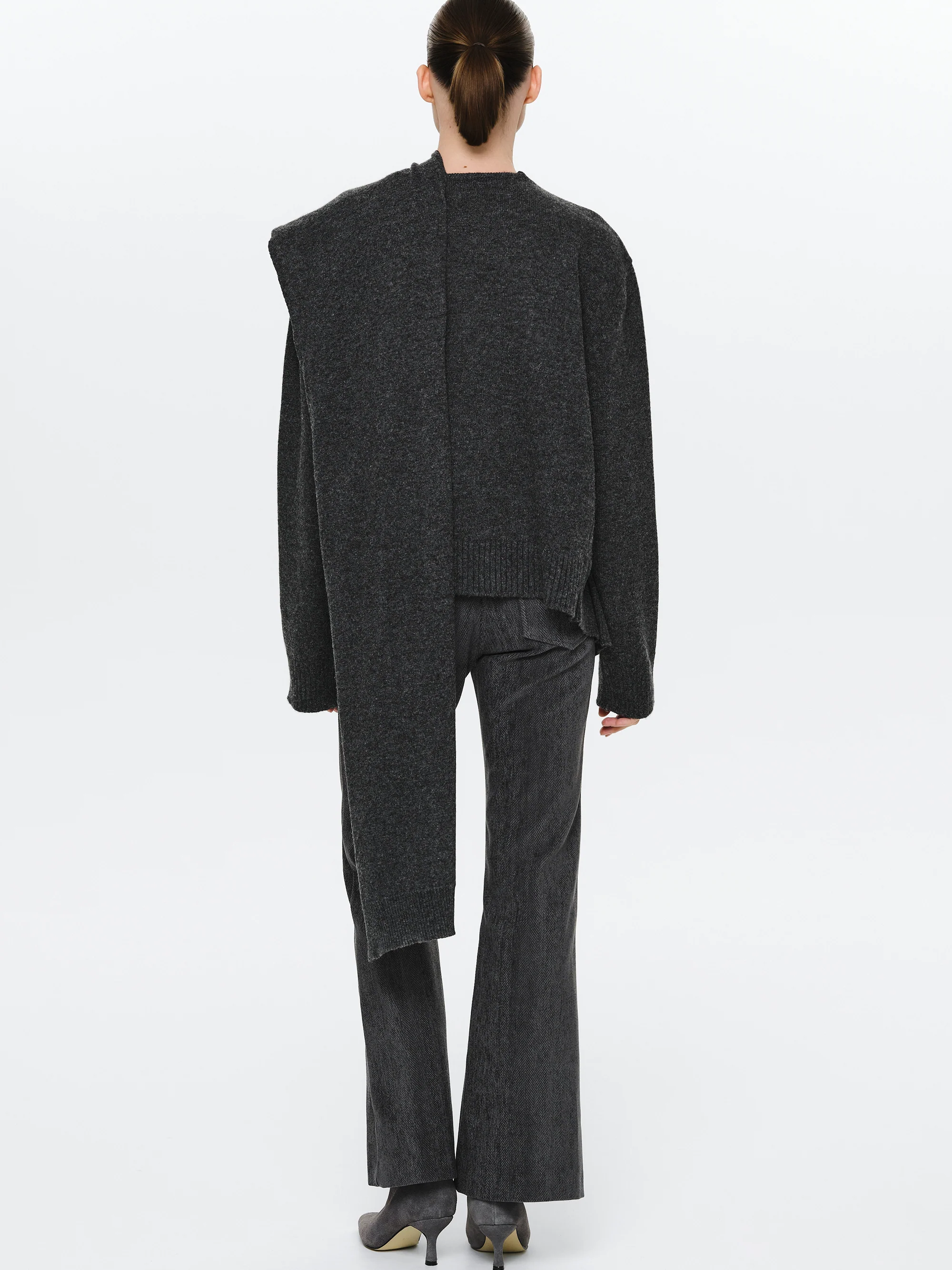 Asymmetric Collar Jumper, Charcoal - Image 2