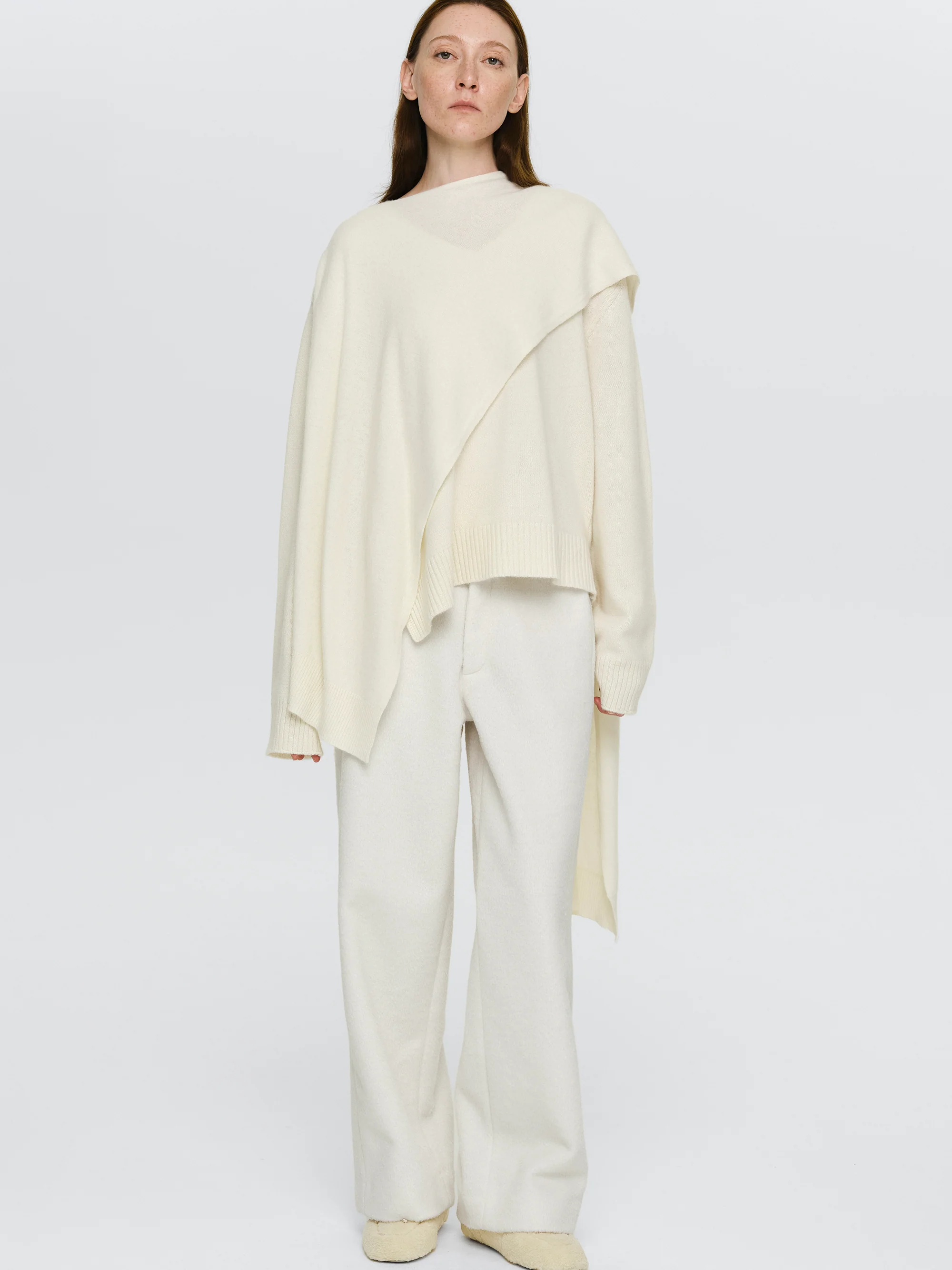 Asymmetric Collar Jumper, Ivory - Image 3