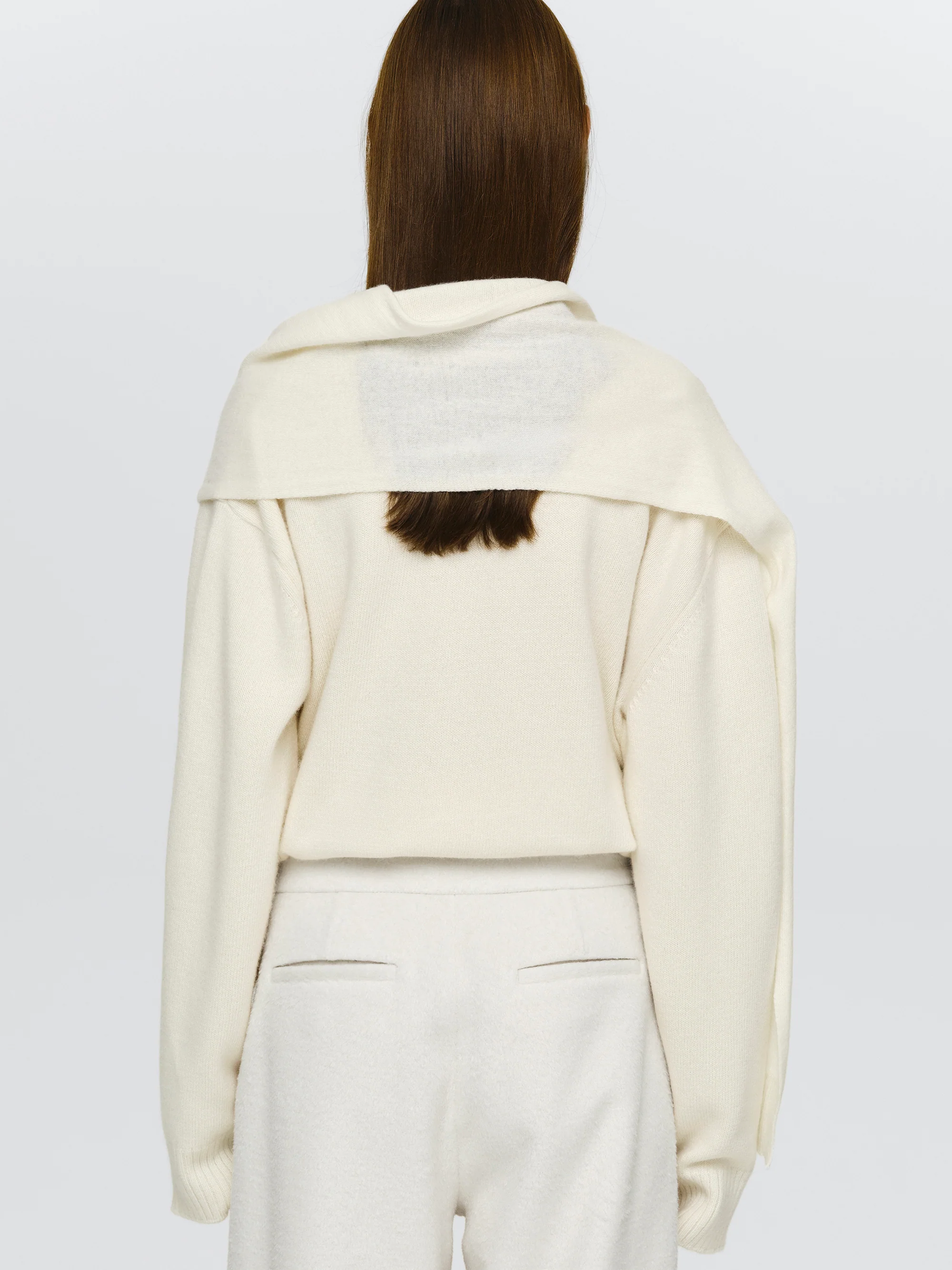 Asymmetric Collar Jumper, Ivory - Image 5