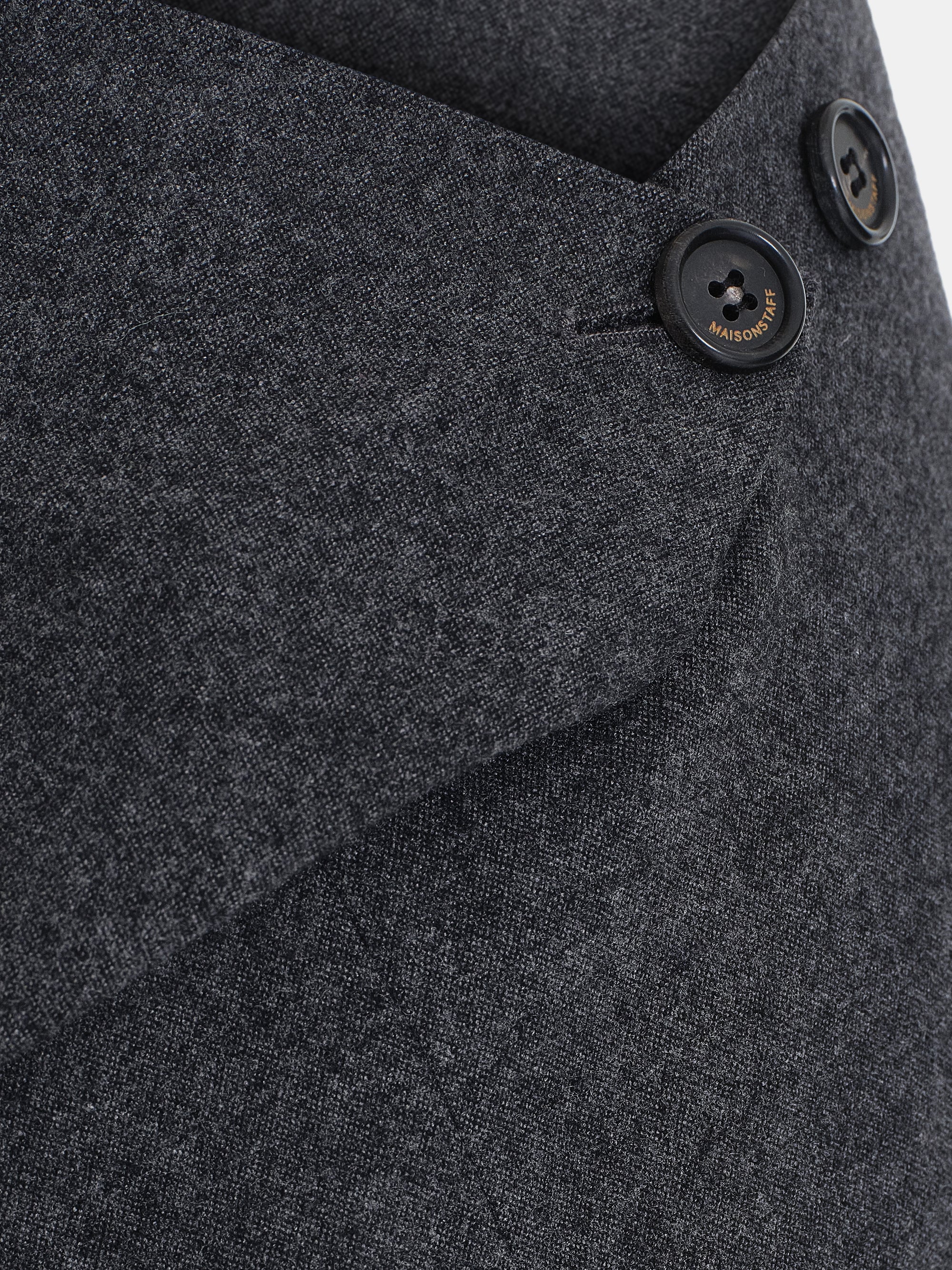 Asymmetric Draped Midi Skirt, Charcoal - Image 2