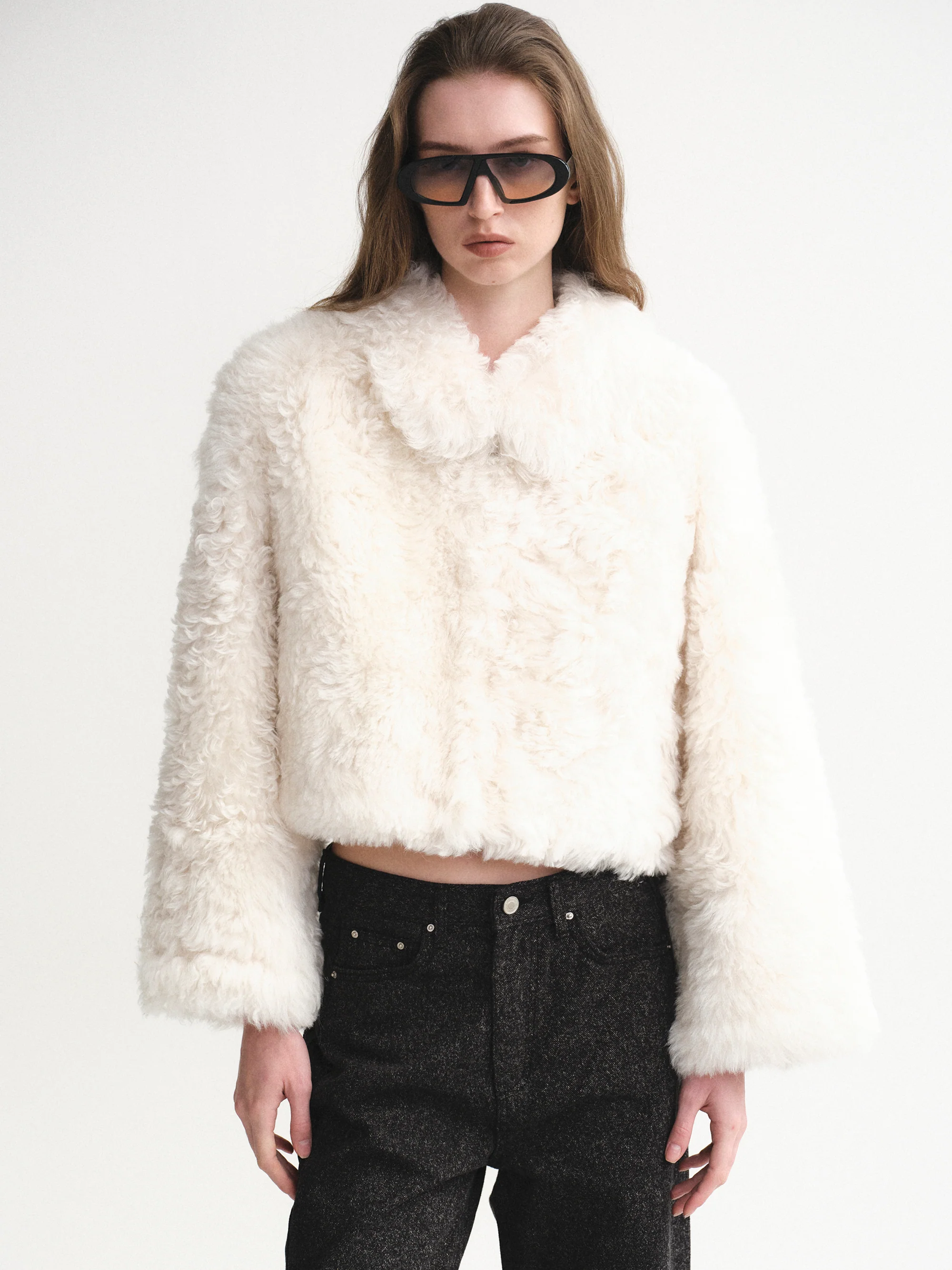 Baby Shearling Jacket, Ivory - Image 3