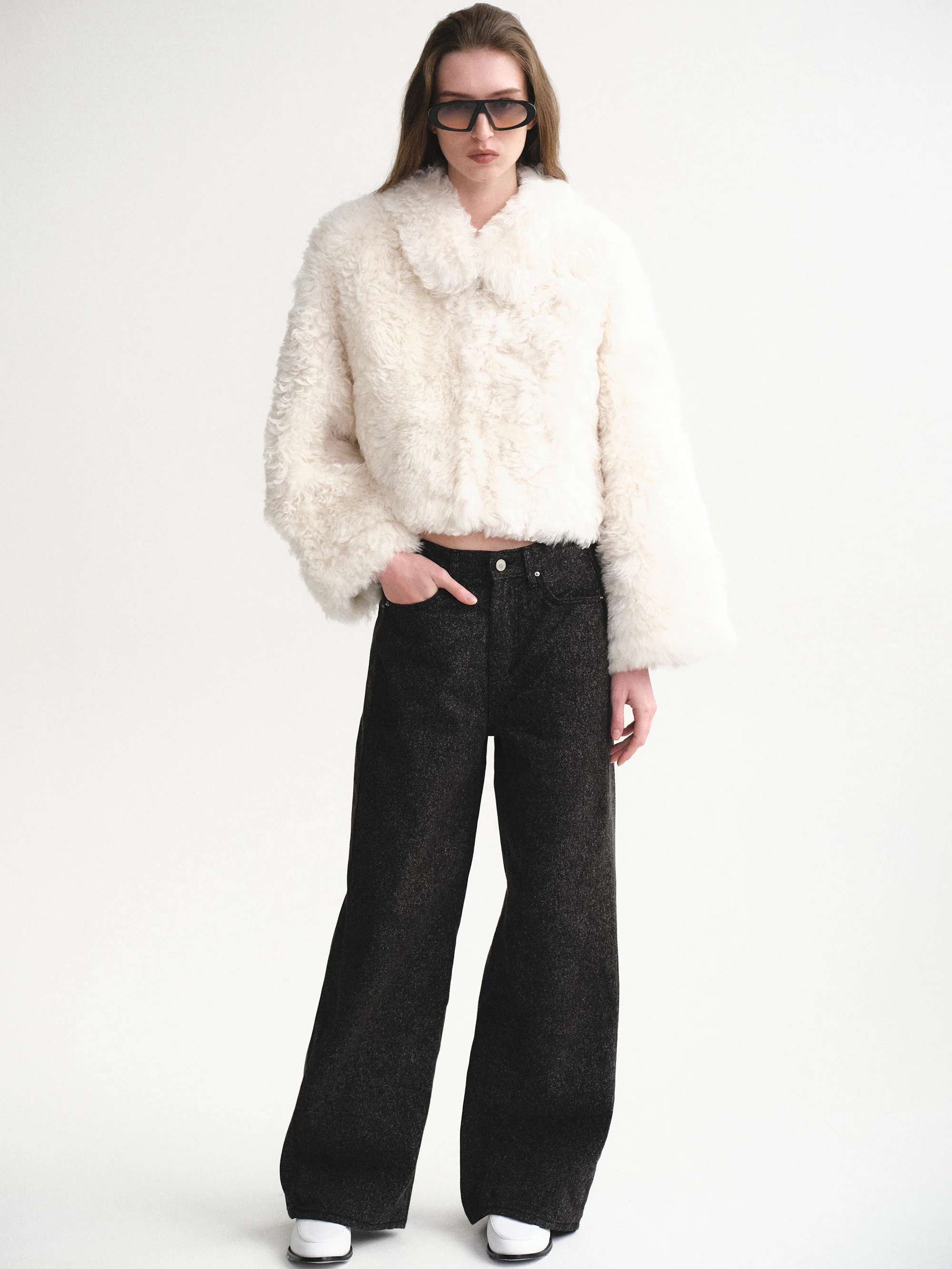 Baby Shearling Jacket, Ivory - Image 4