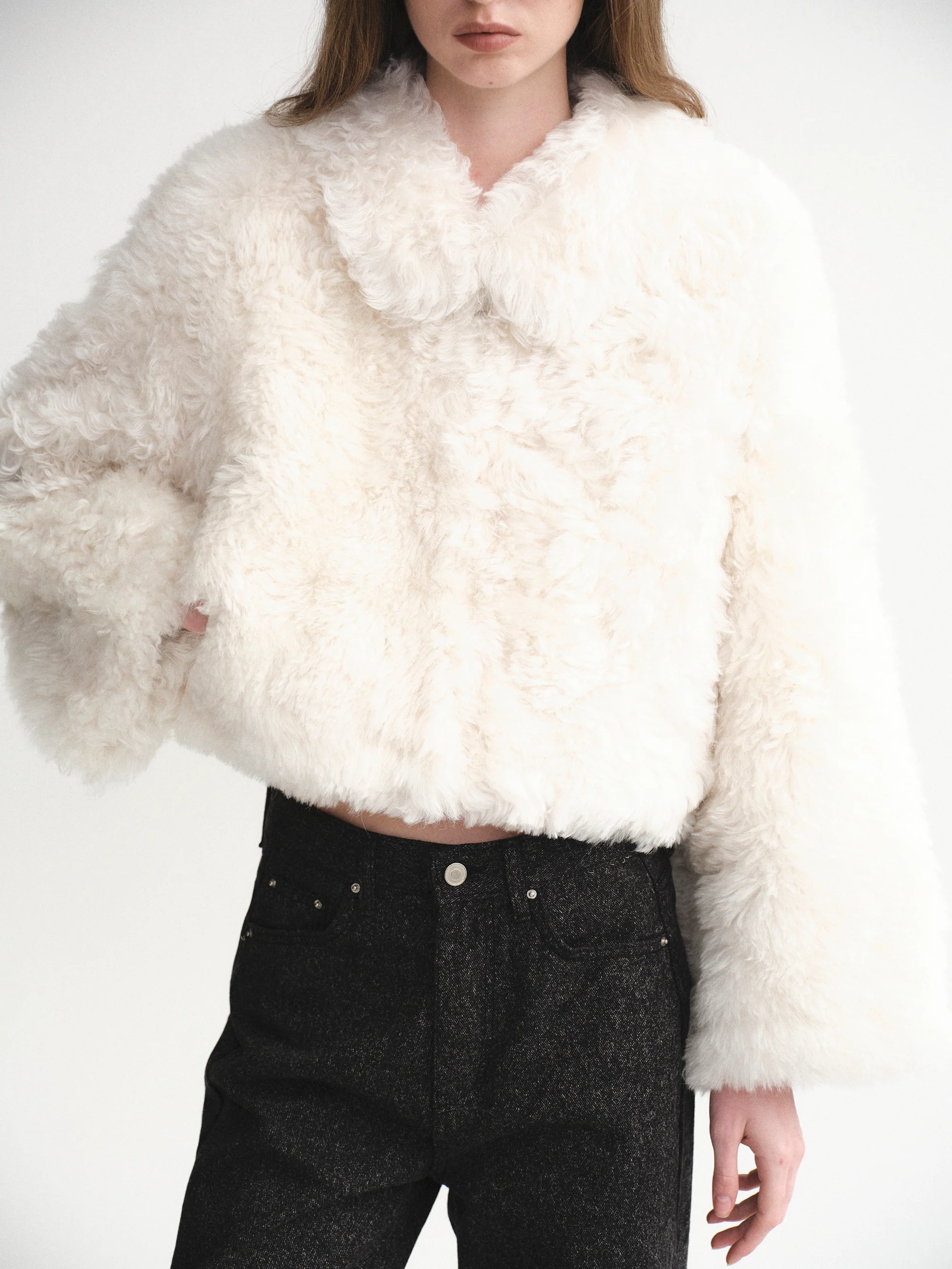Baby Shearling Jacket, Ivory - Image 5