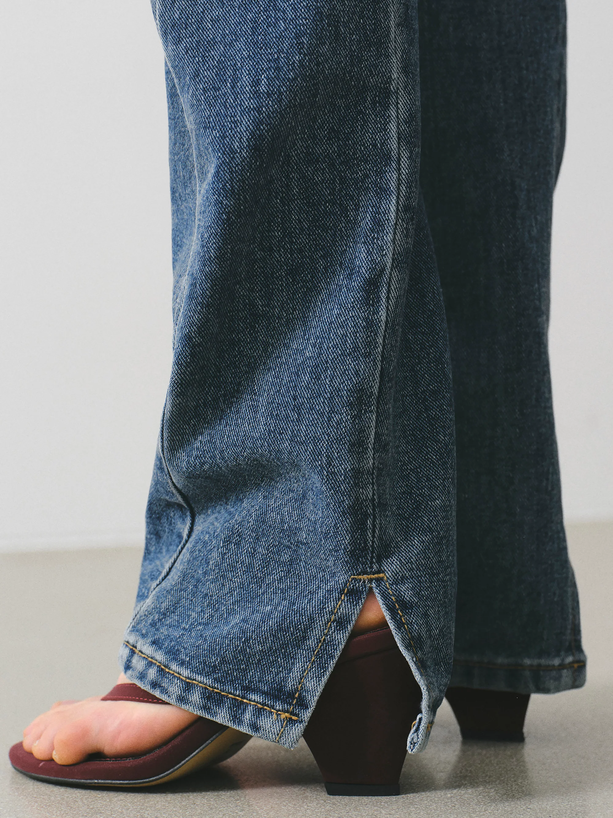 Back Slit Straight Jeans, Blue - Image 3