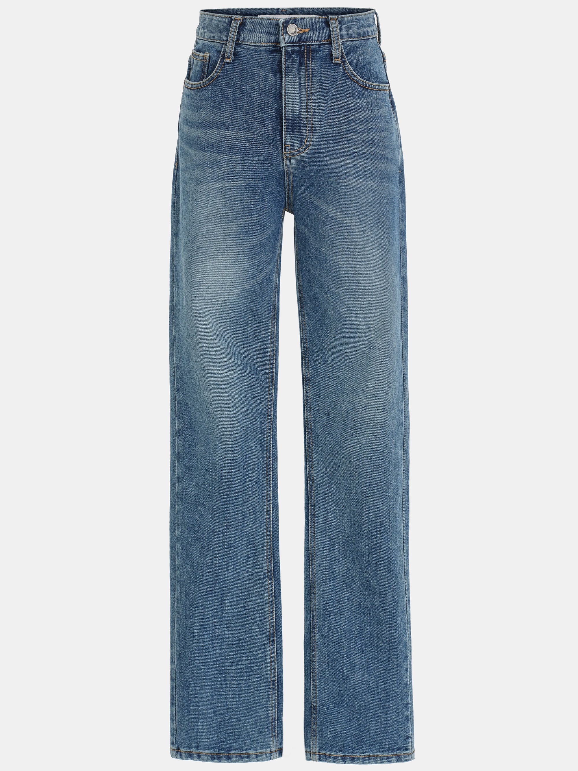 Back Slit Straight Jeans, Blue - Image 6