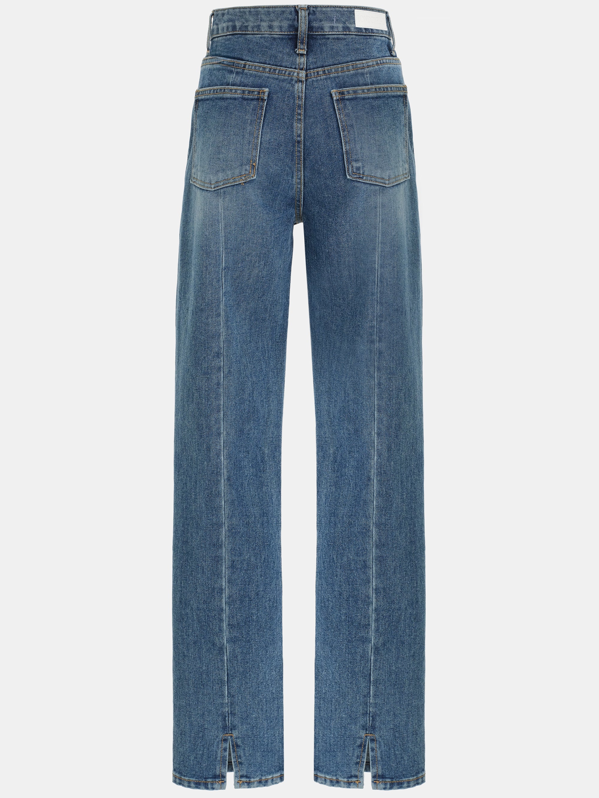 Back Slit Straight Jeans, Blue - Image 7