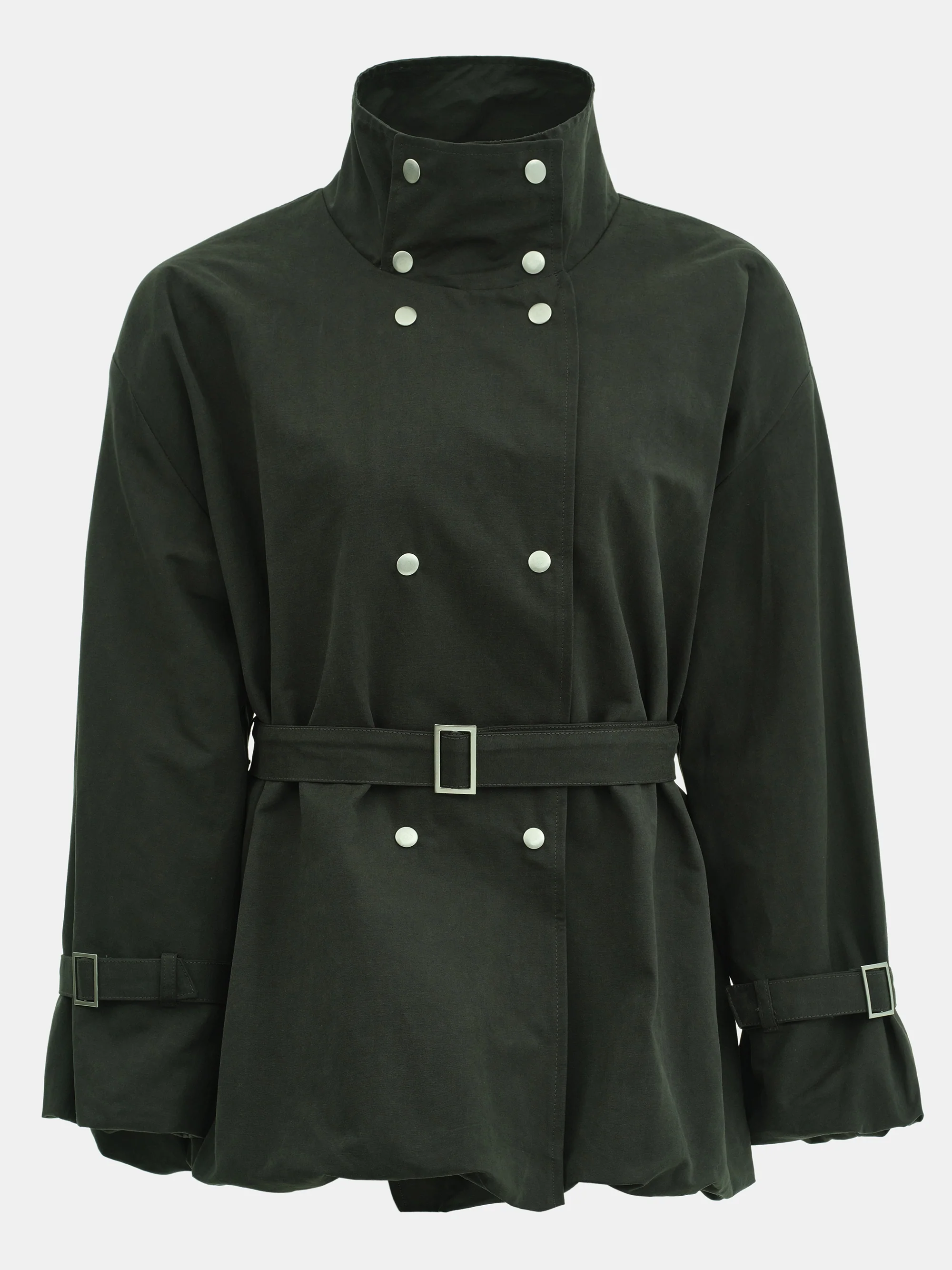 Balloon Short Trench Jacket, Olive - Image 5