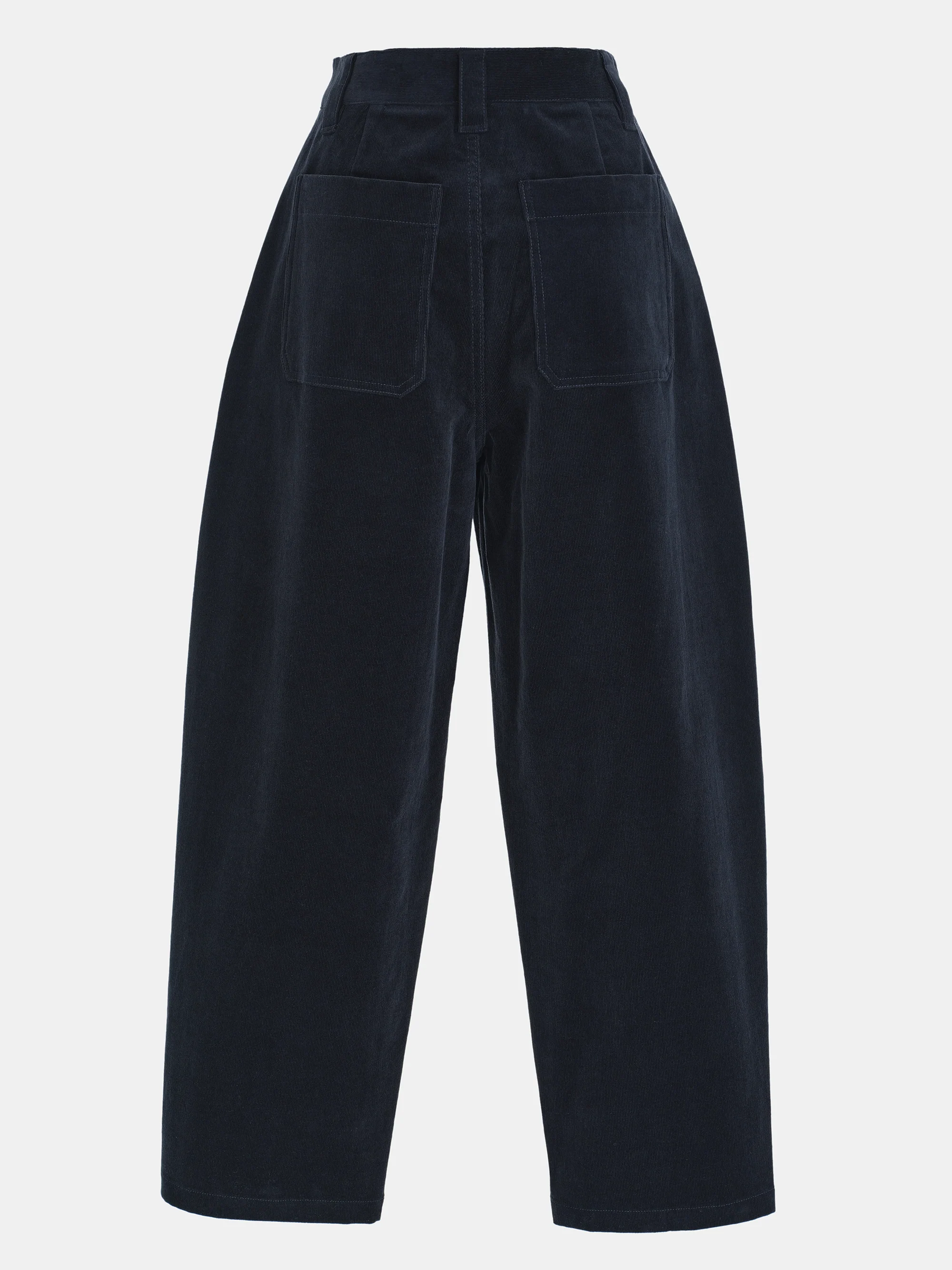 Barrel-Leg Corduroy Trousers, Navy - Image 3