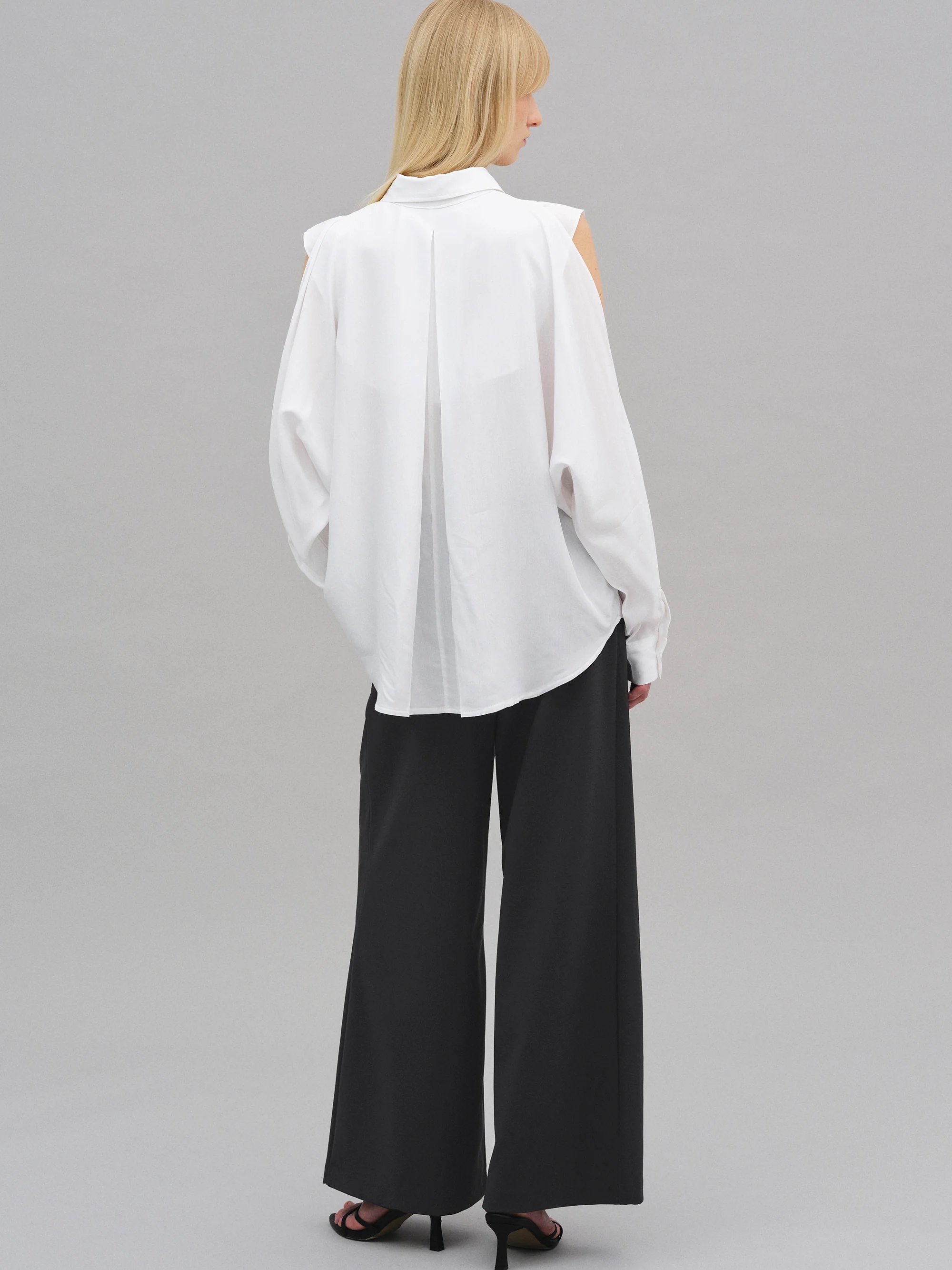 Baya Open Shoulder Fluid Shirt, White - Image 3