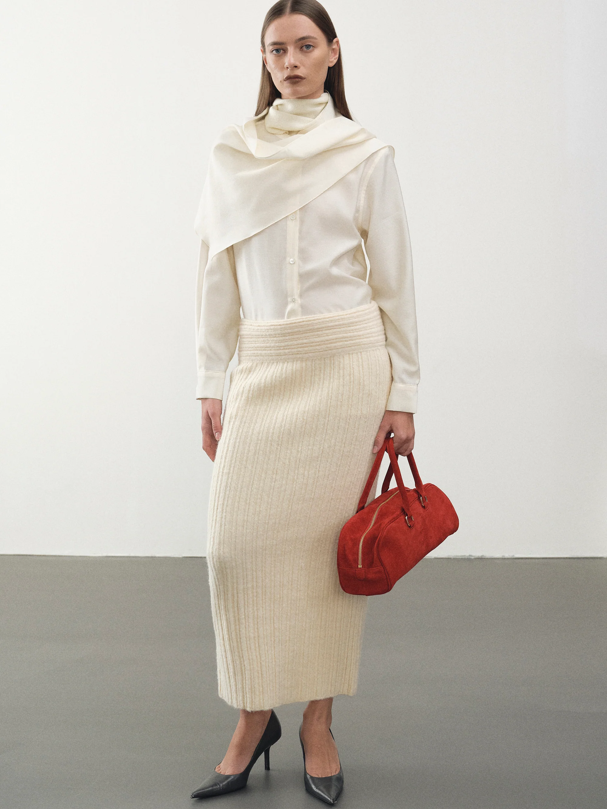 Becca High Roll Knit Skirt, Birch - Image 2