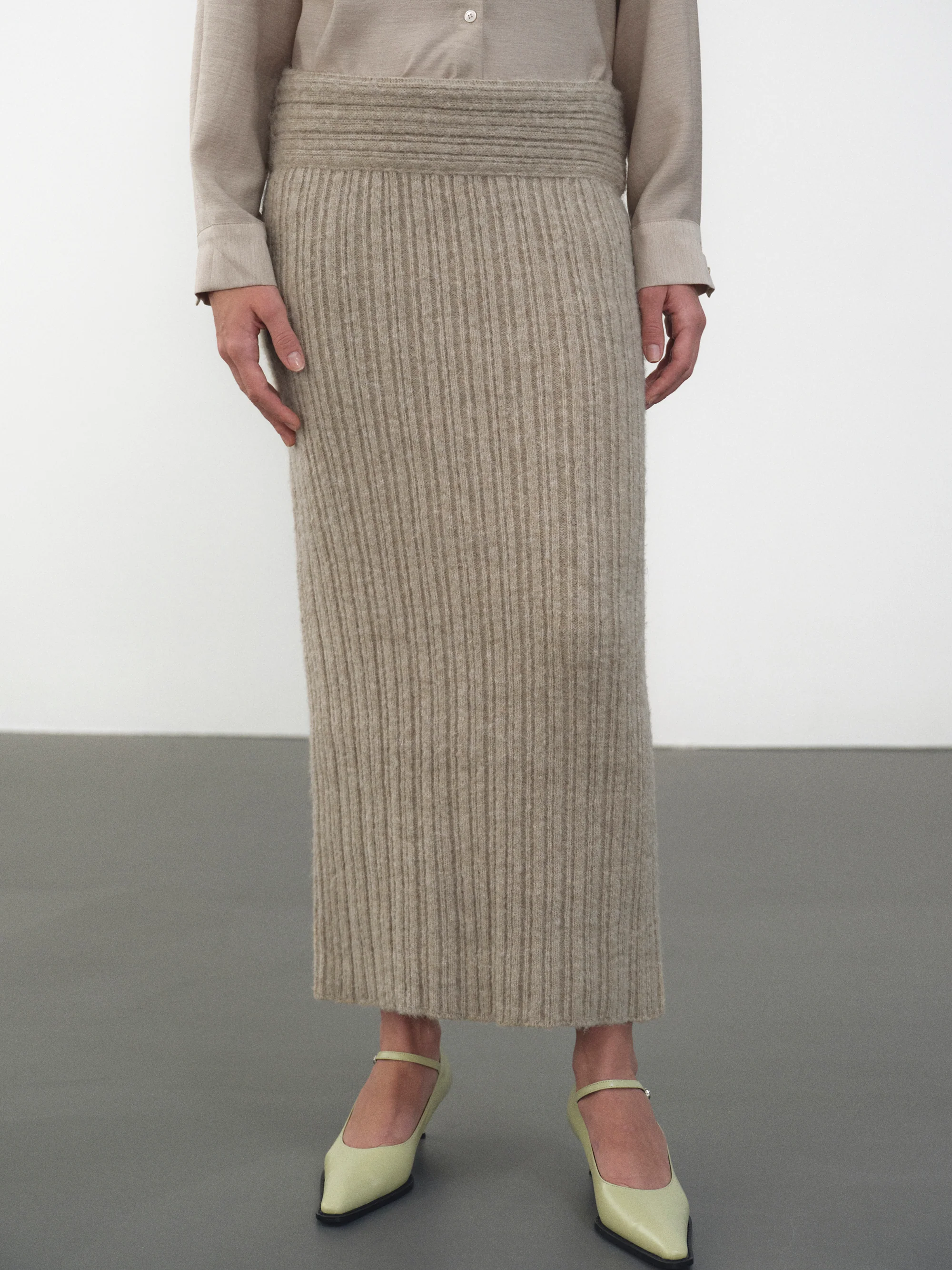 Becca High Roll Knit Skirt, Coconut - Image 2