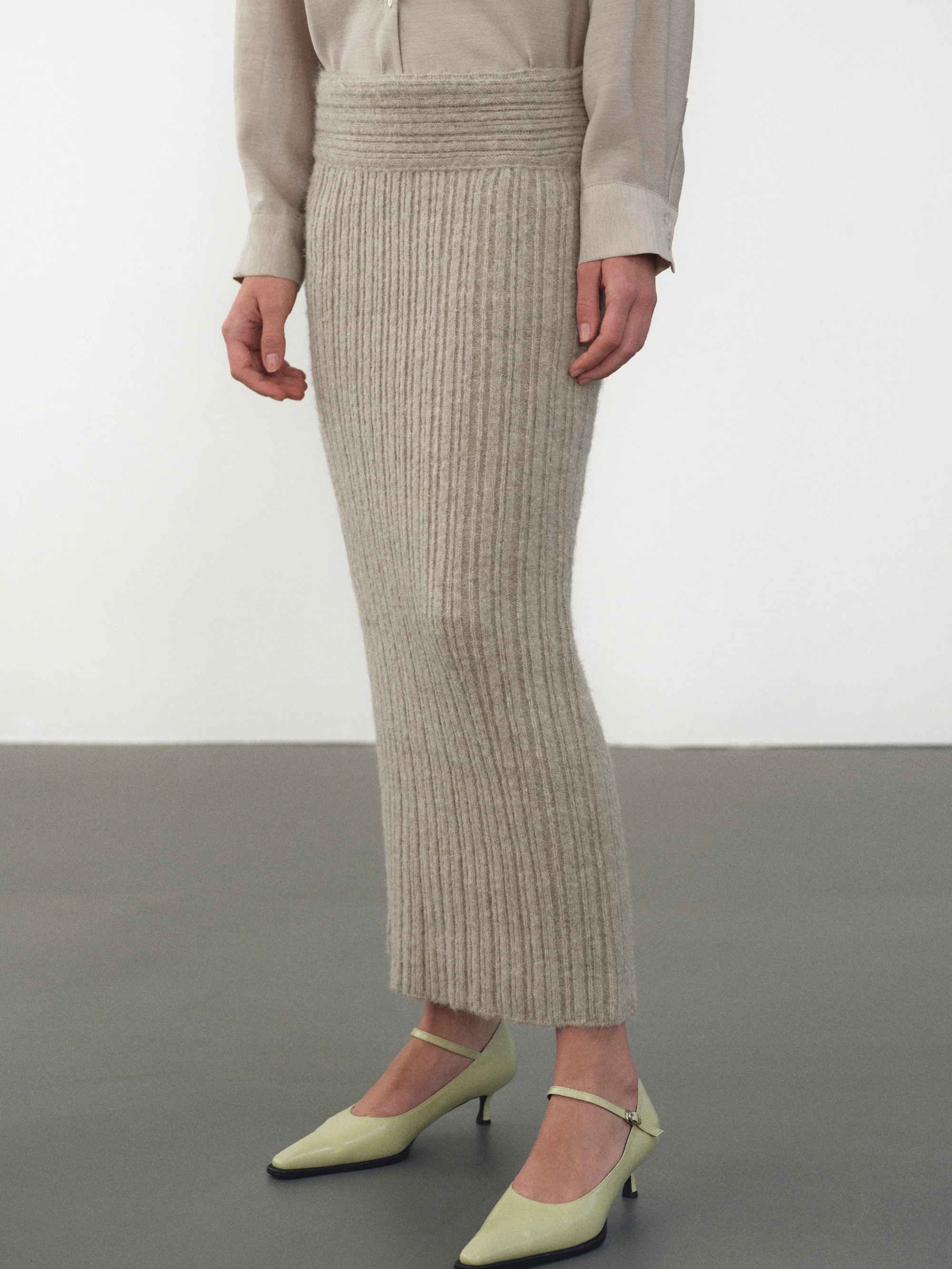 Becca High Roll Knit Skirt, Coconut - Image 3