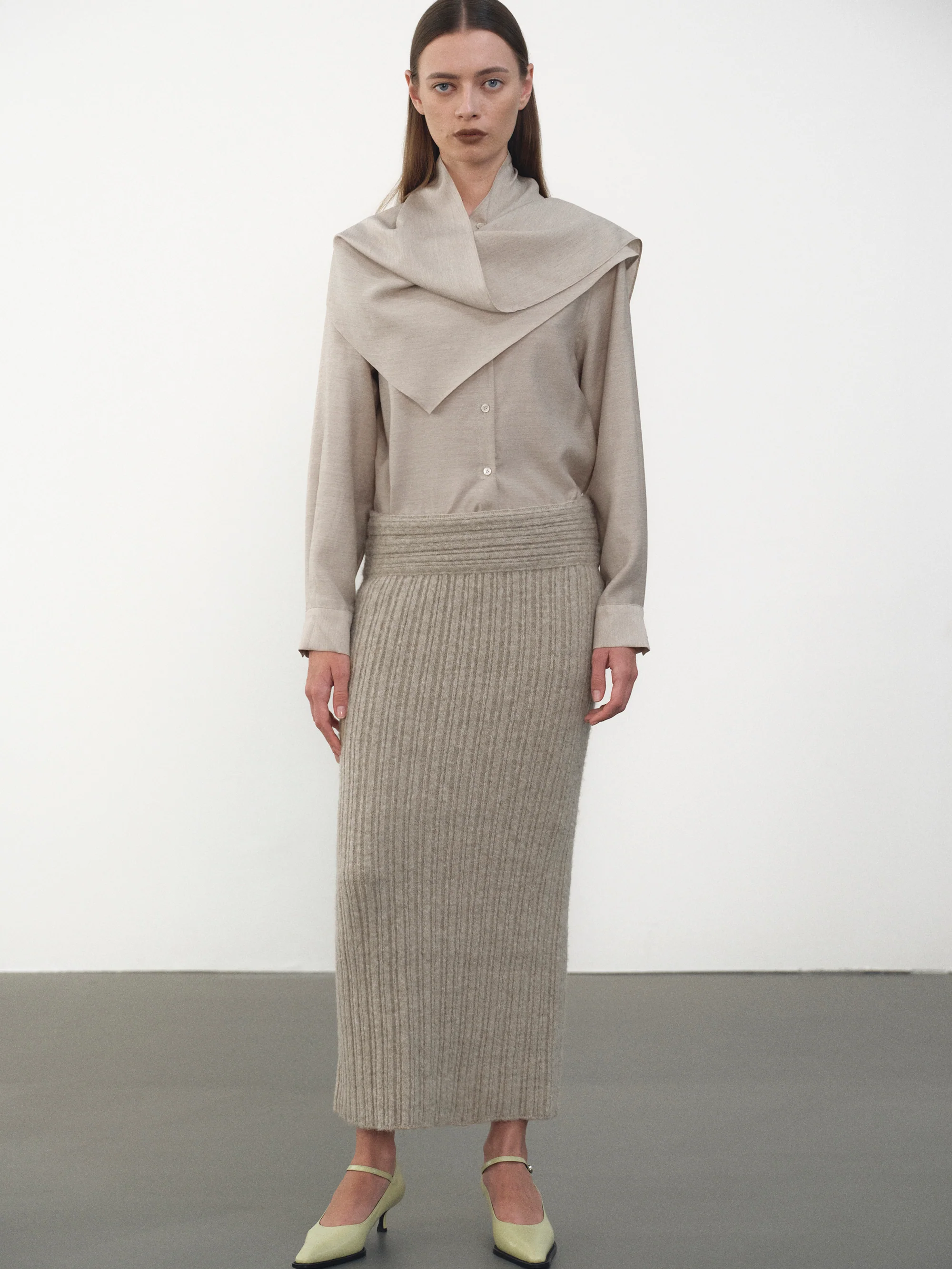 Becca High Roll Knit Skirt, Coconut - Image 4