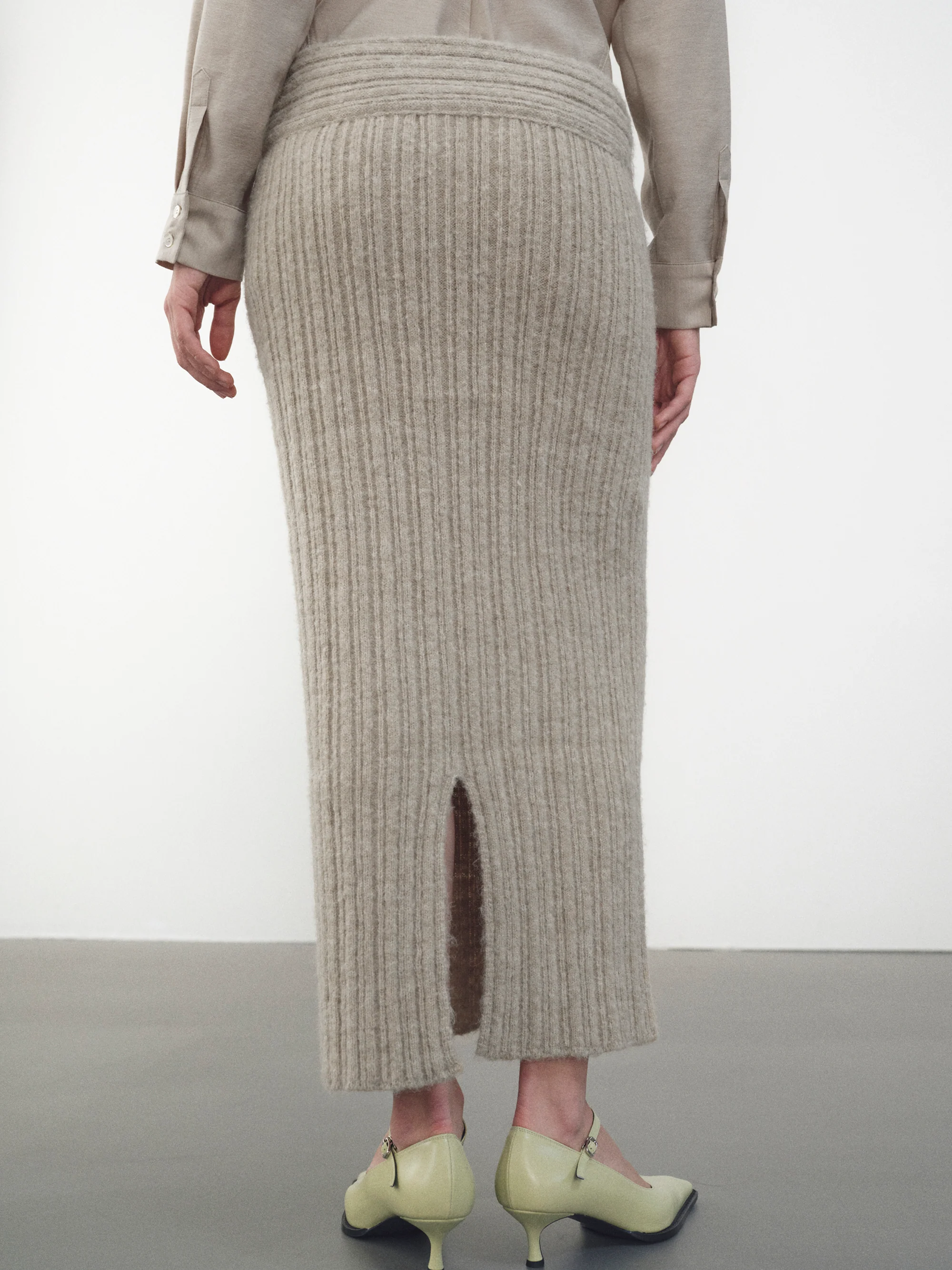 Becca High Roll Knit Skirt, Coconut - Image 6