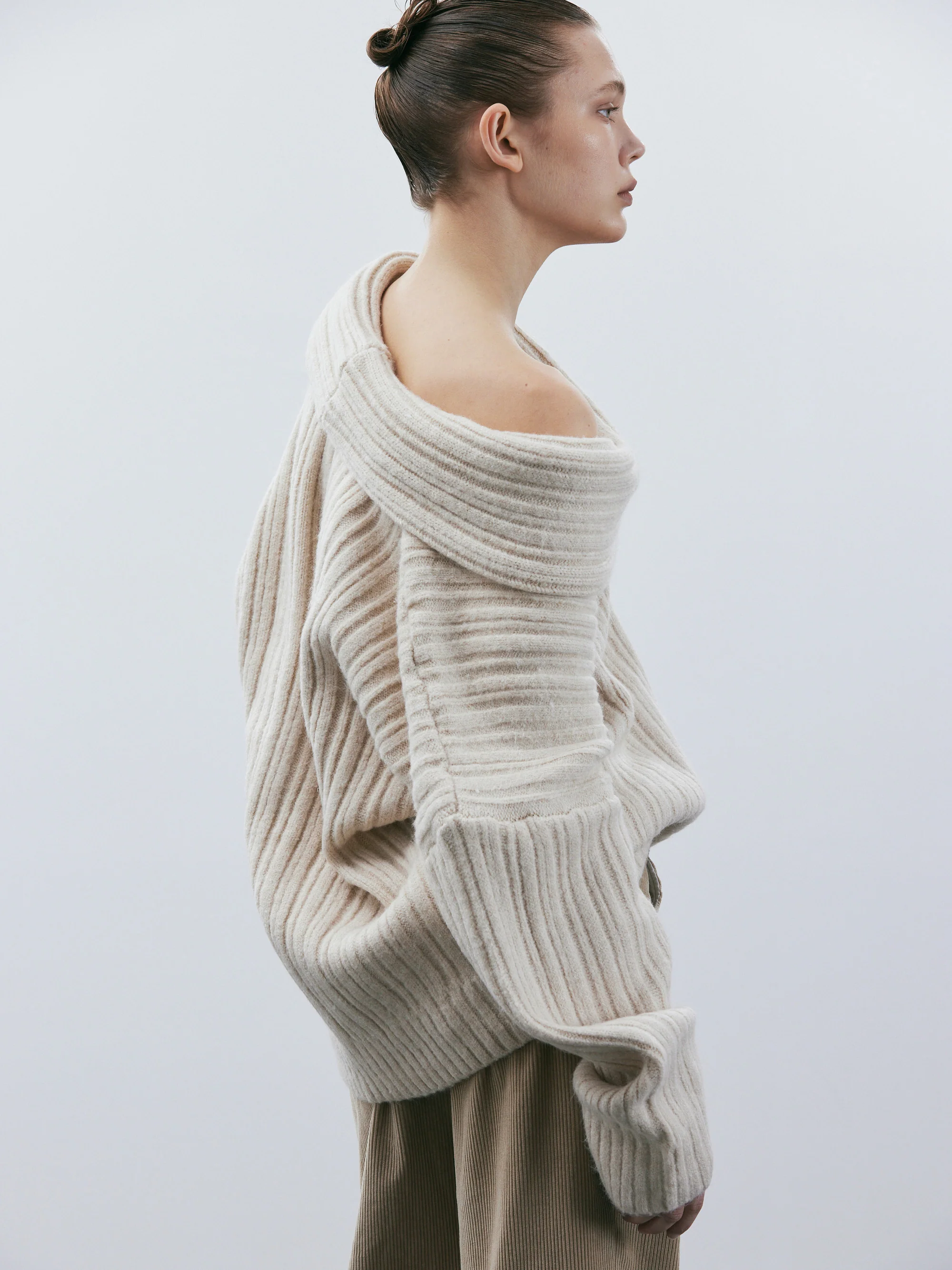 Becca Oversized High Roll Knit Pullover, Birch - Image 7
