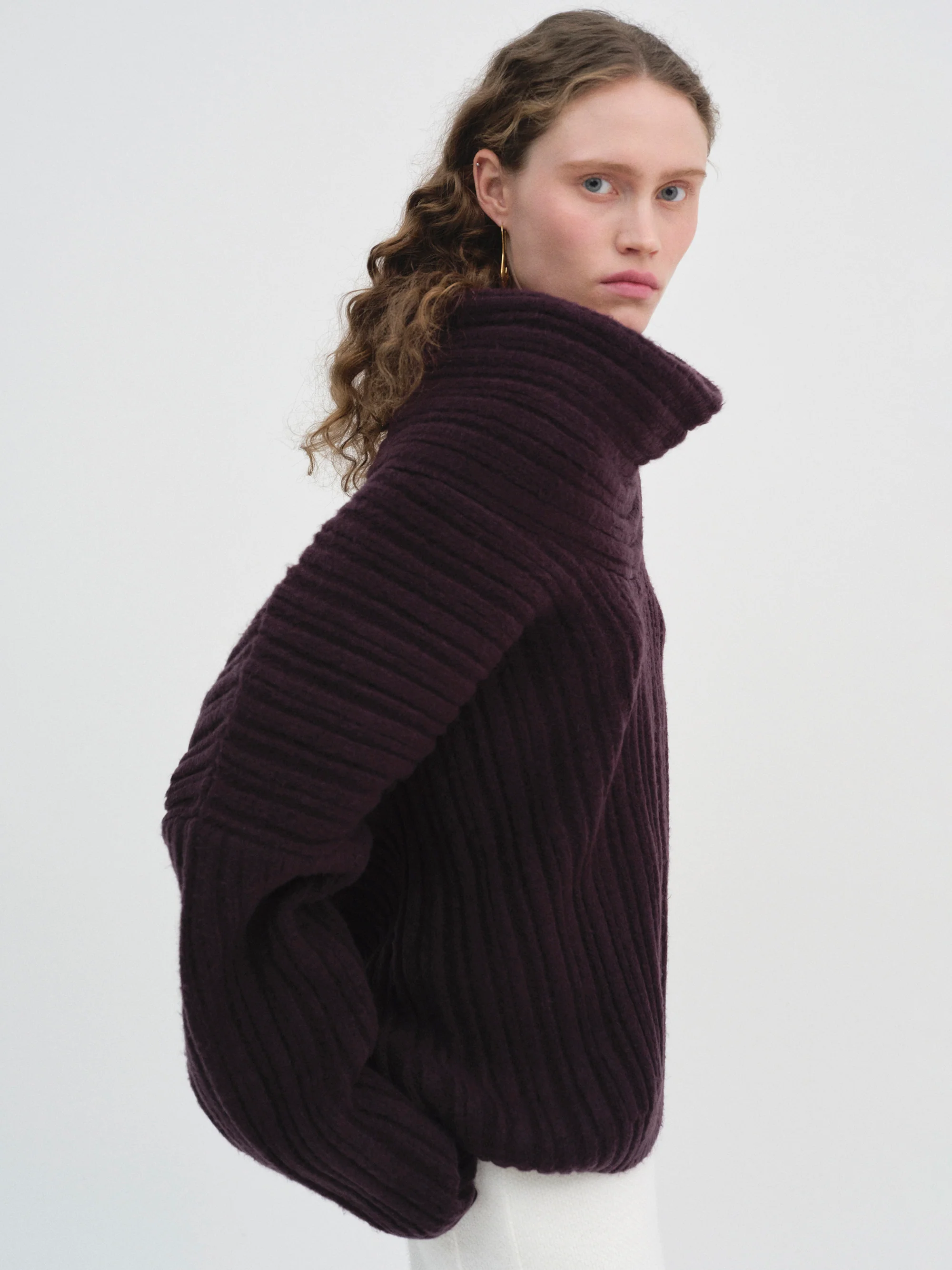 Becca Oversized High Roll Knit Pullover, Black Berry - Image 2