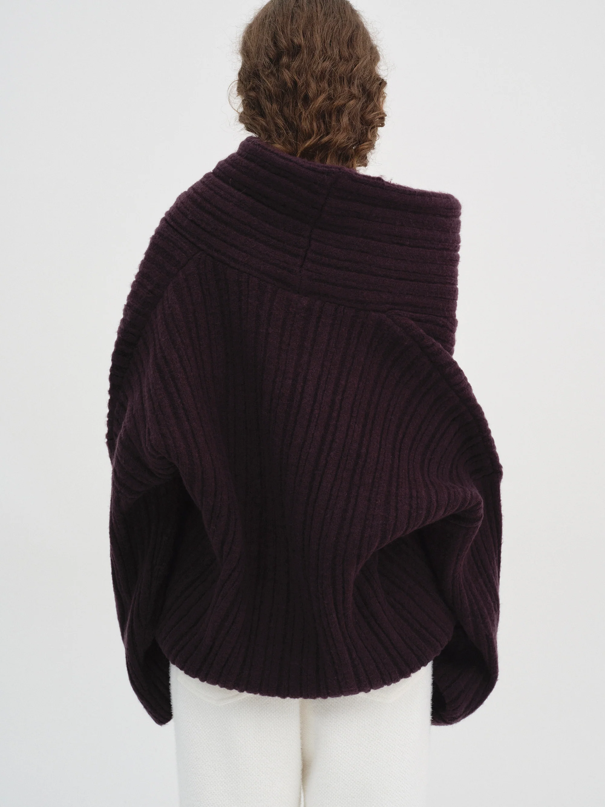 Becca Oversized High Roll Knit Pullover, Black Berry - Image 5