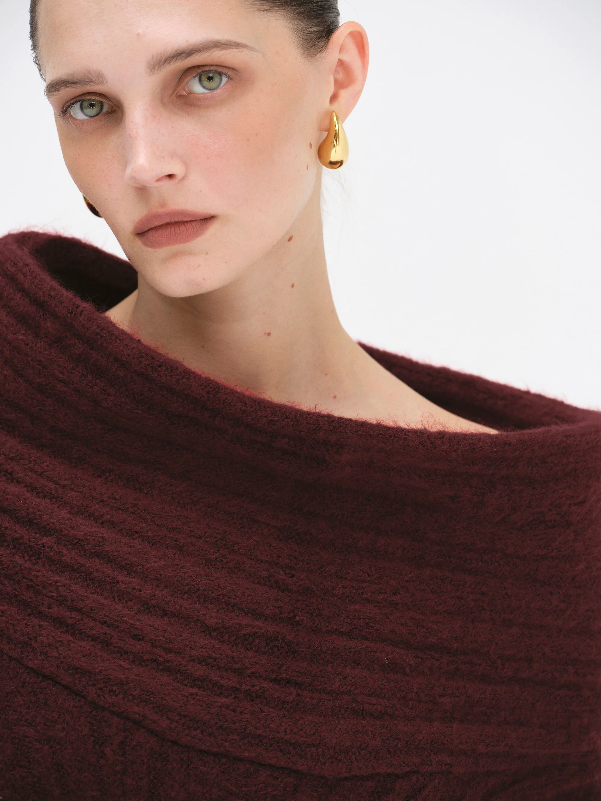 Becca Oversized High Roll Knit Pullover, Burgundy - Image 2