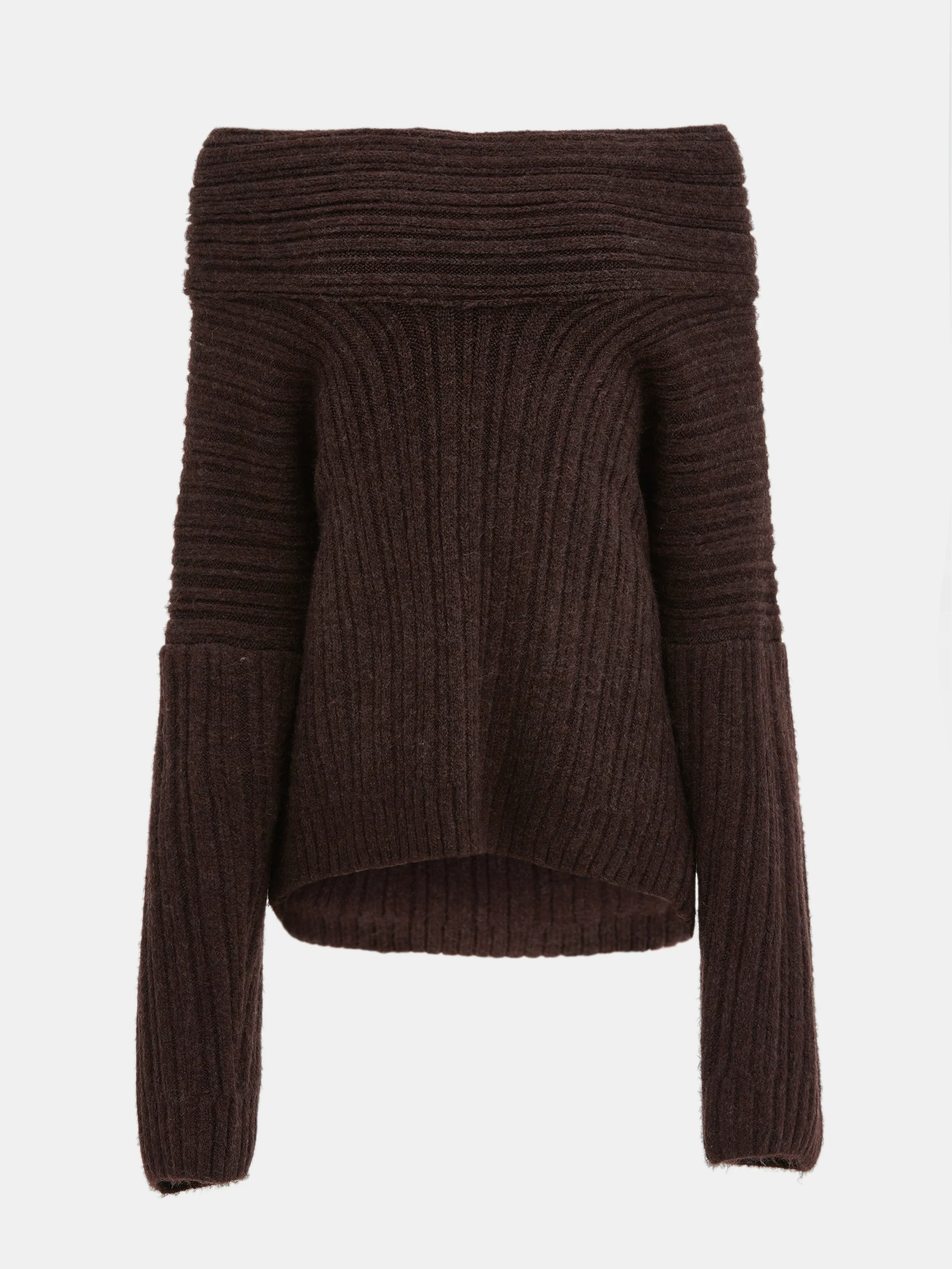 Becca Oversized High Roll Knit Pullover, Chocolate - Image 10