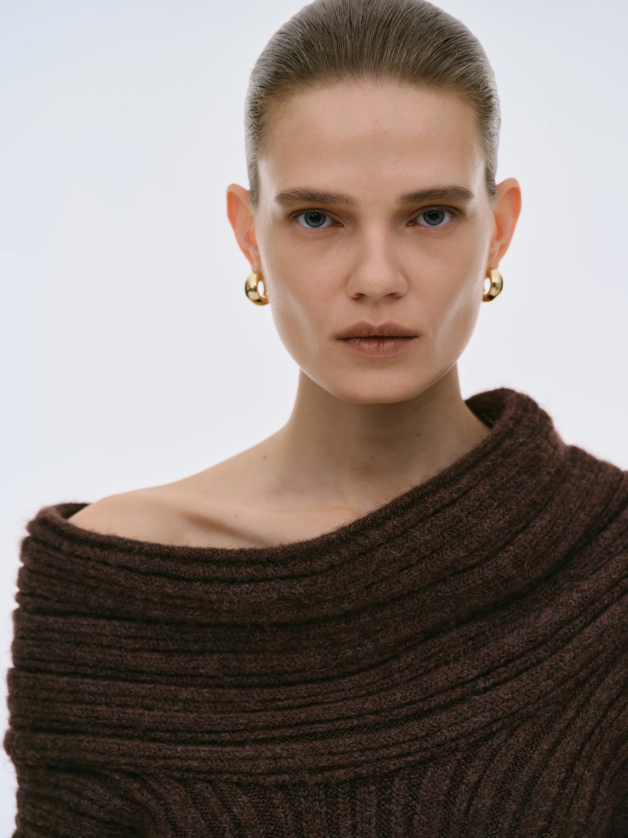 Becca Oversized High Roll Knit Pullover, Chocolate - Image 4