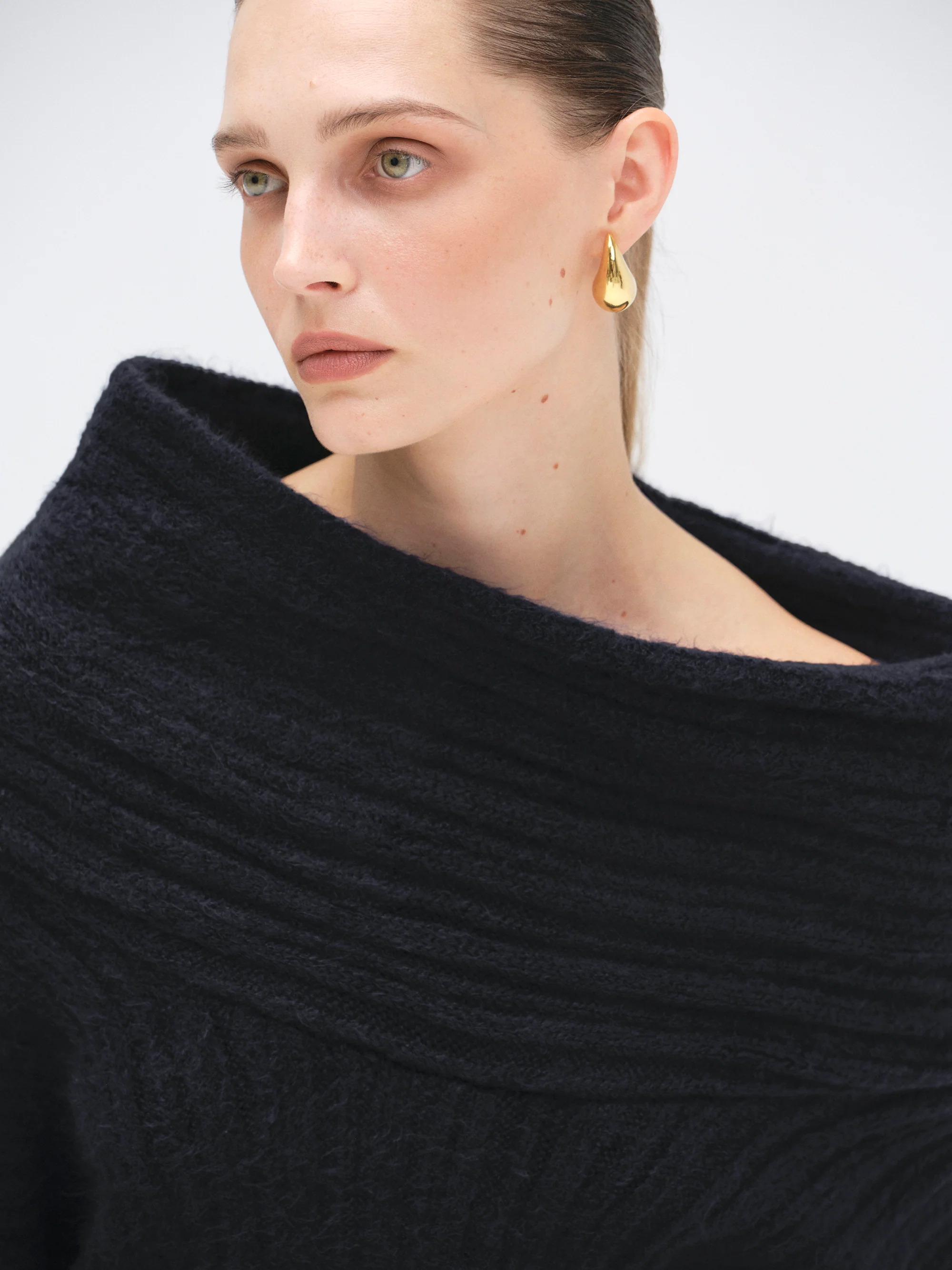 Becca Oversized High Roll Knit Pullover, Midnight
