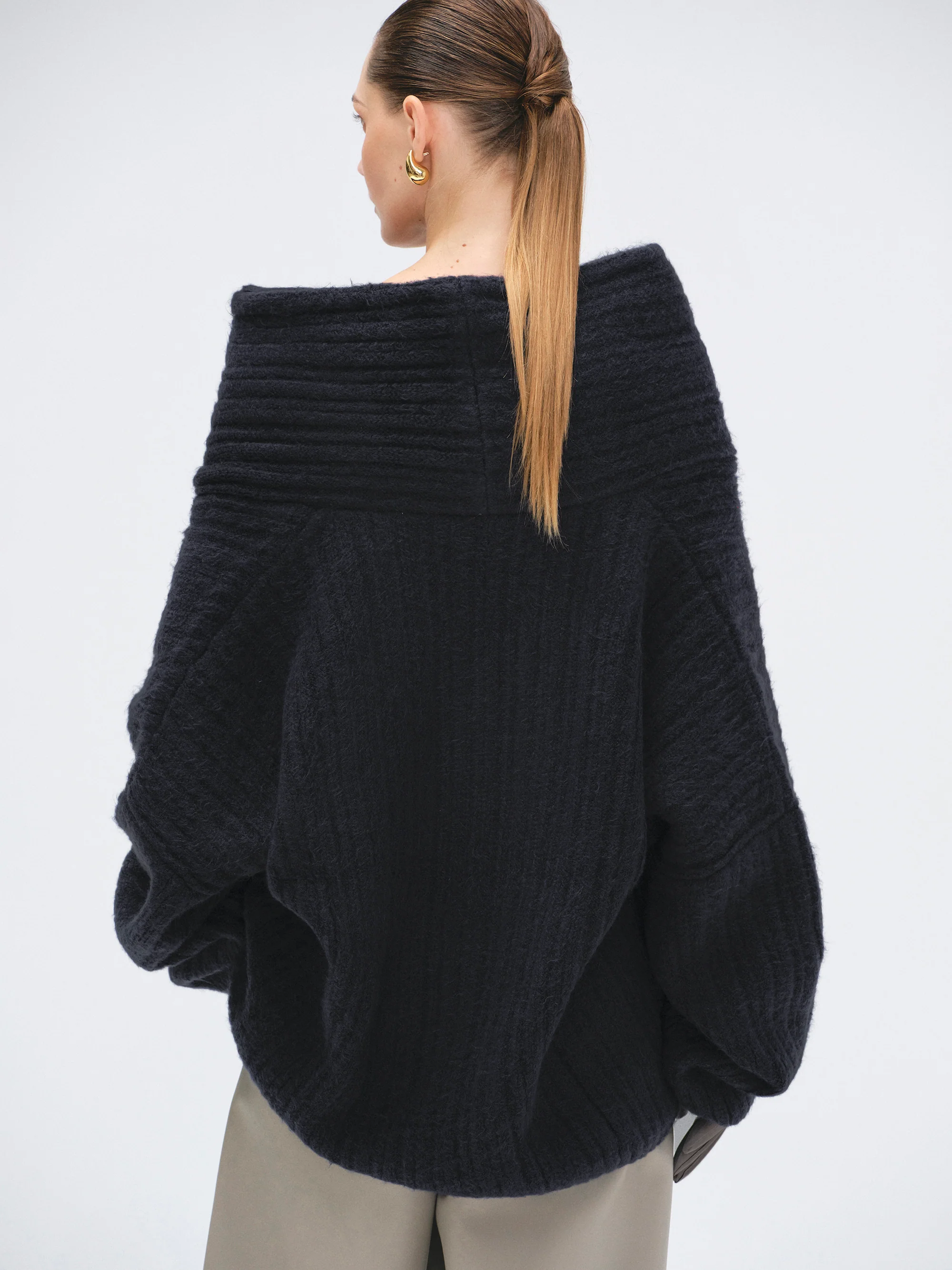 Becca Oversized High Roll Knit Pullover, Midnight - Image 5