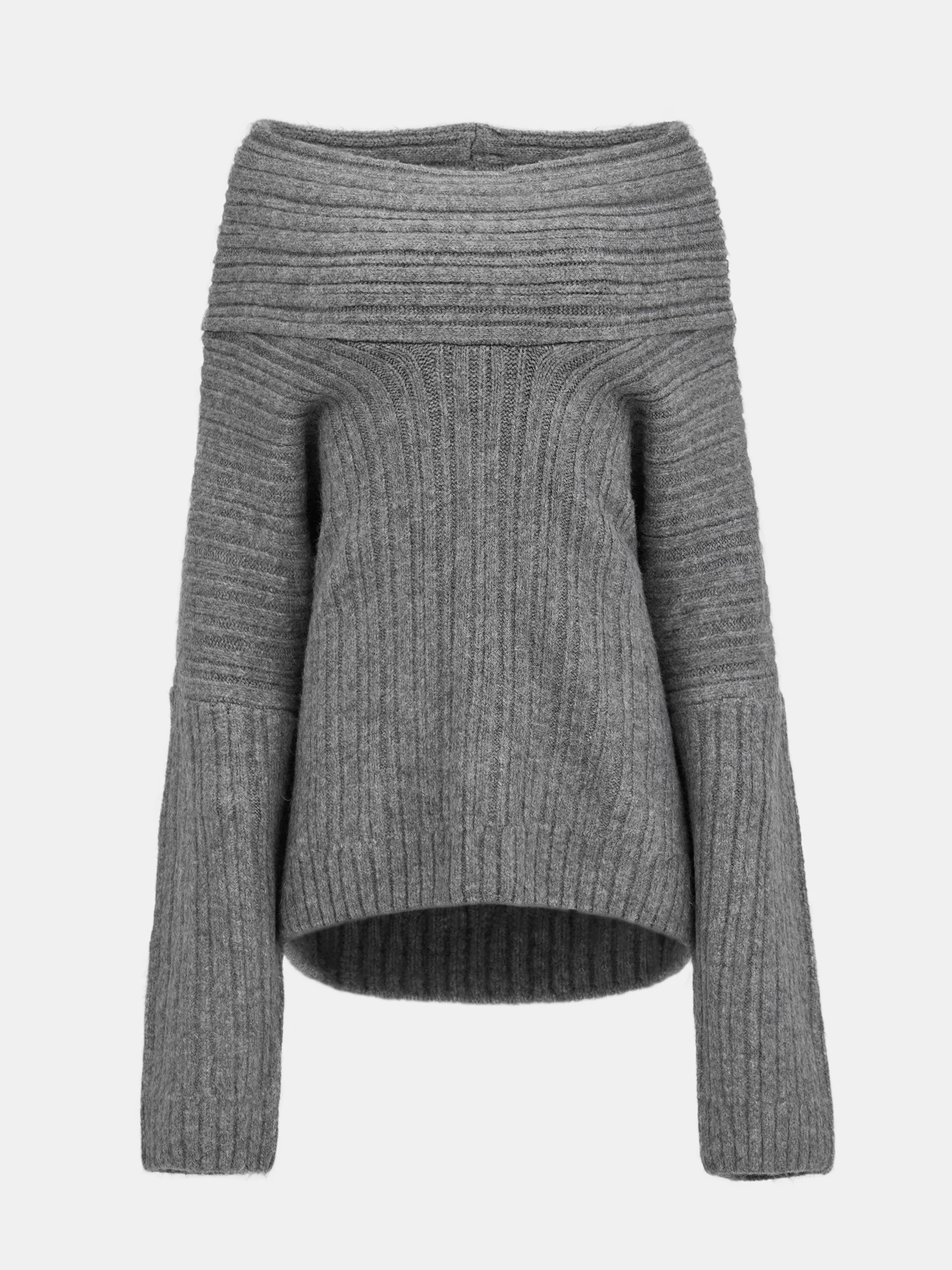 Becca Oversized High Roll Knit Pullover, Storm Grey - Image 7