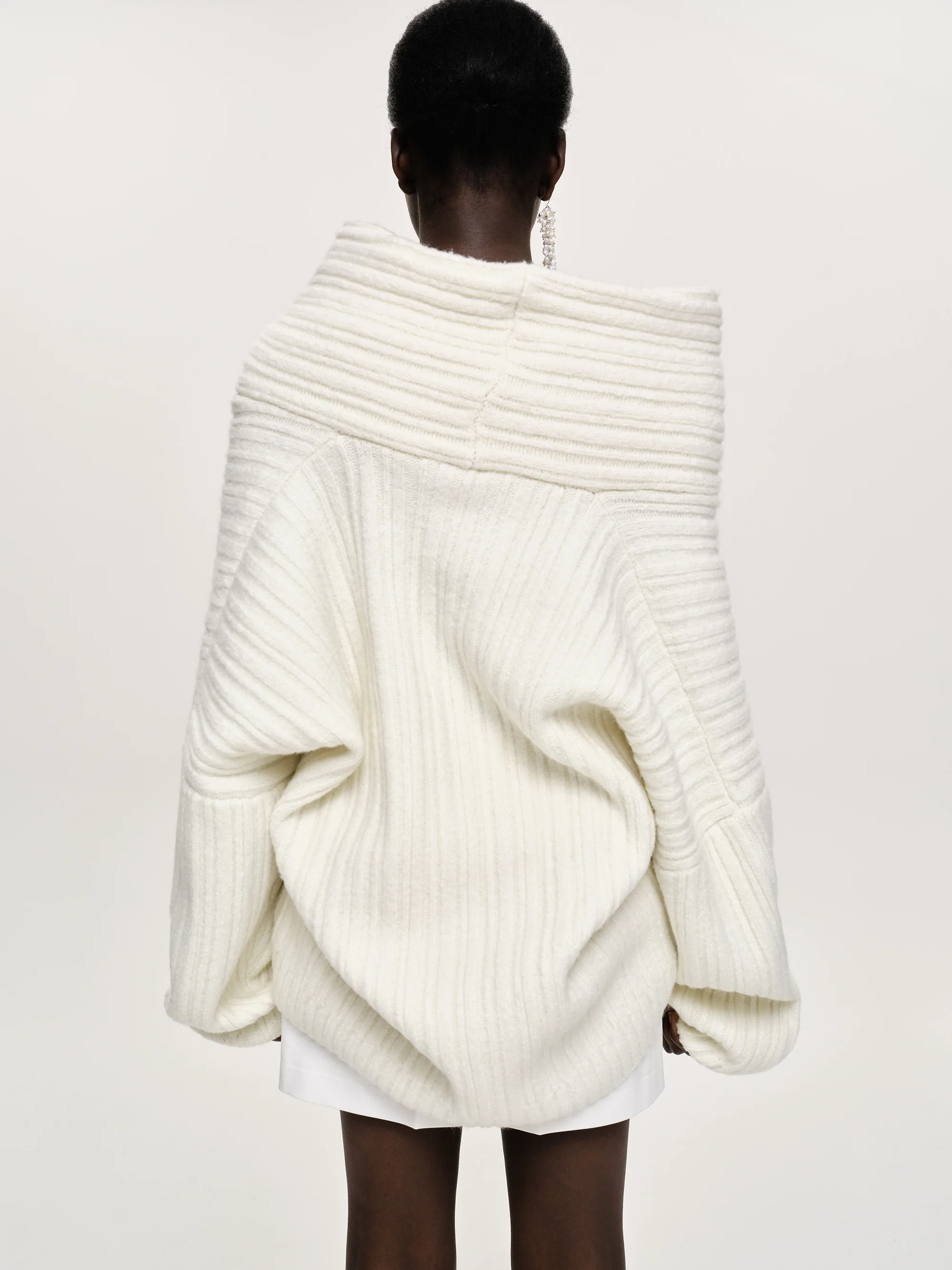 Becca Oversized High Roll Knit Pullover, White - Image 8
