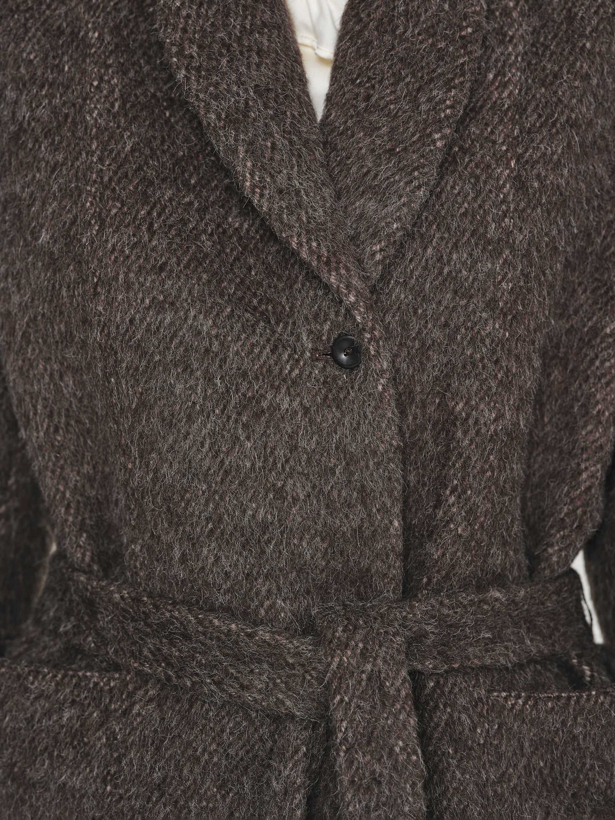 Belted Brushed Coat, Brown - Image 3