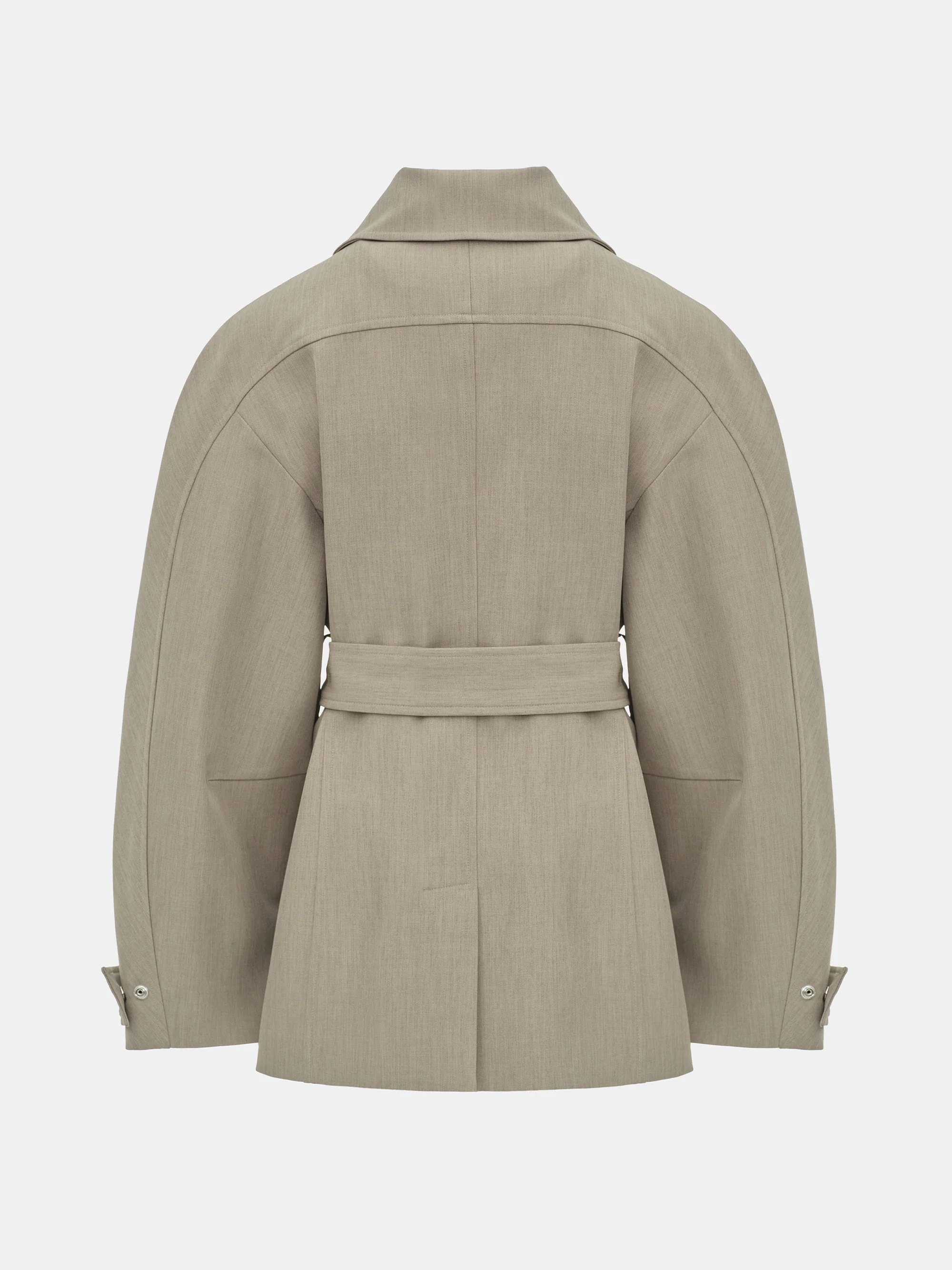 Belted Cocoon Jacket, Beige - Image 8