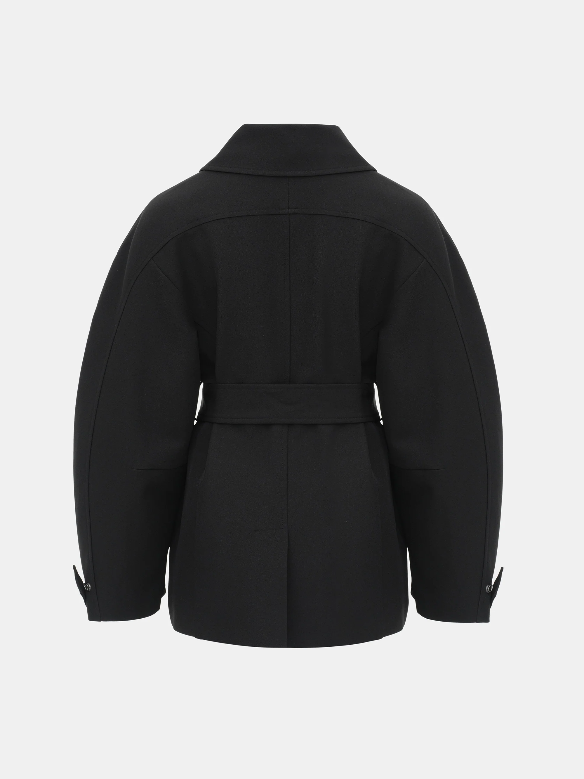 Belted Cocoon Jacket, Black - Image 5
