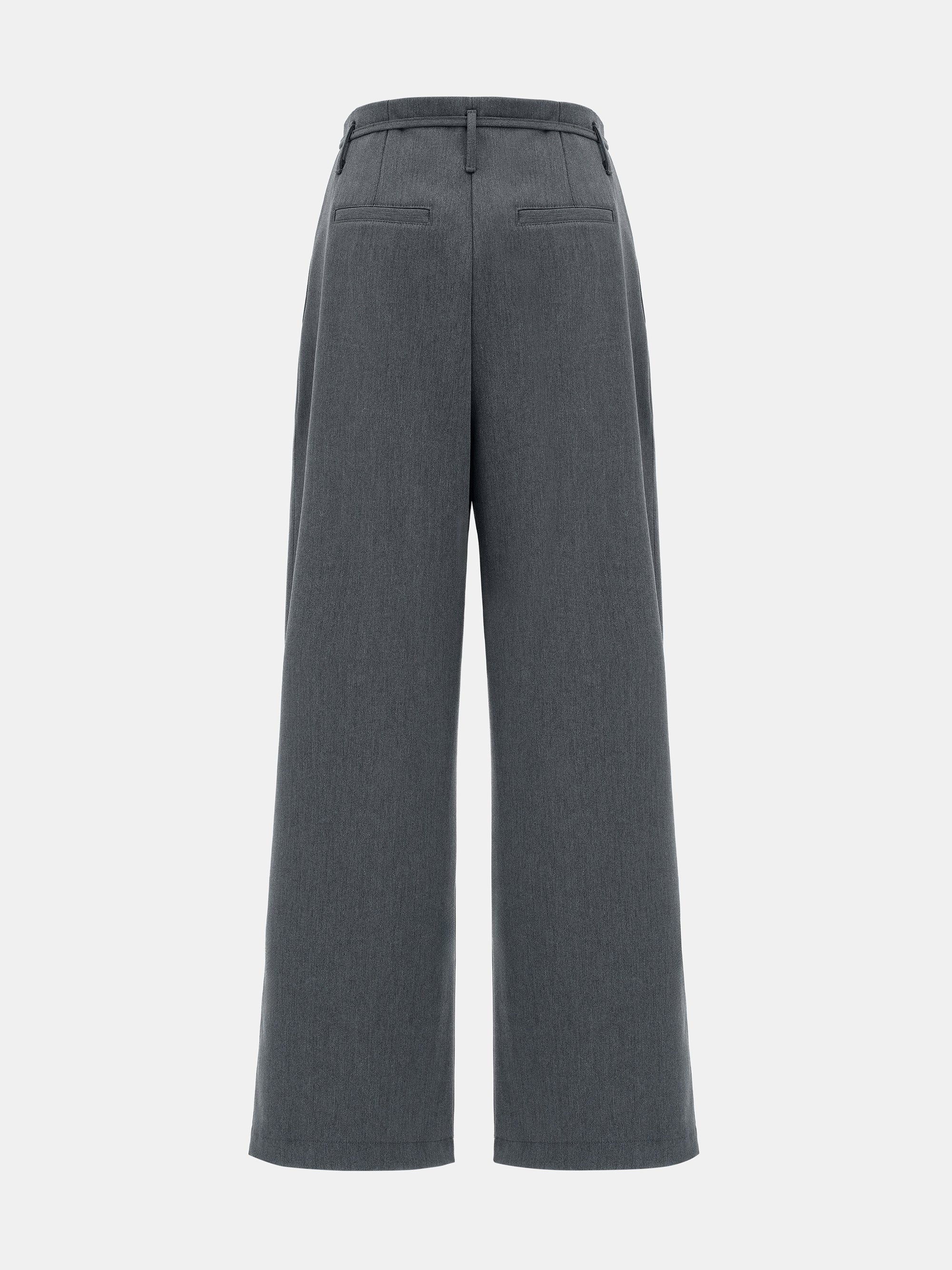 Belted Front-Tuck Trousers, Grey - Image 6