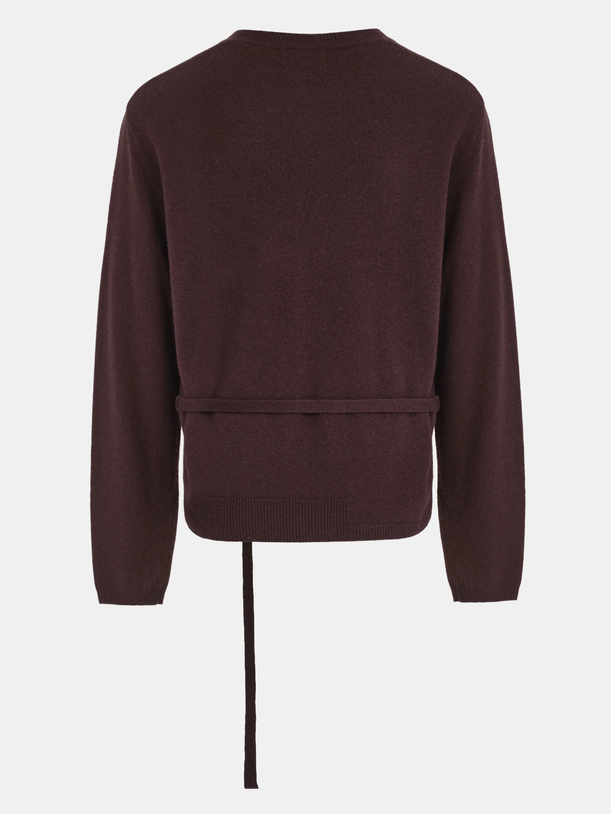 Belted Merino-Wool Blend Knit, Zinfande - Image 5