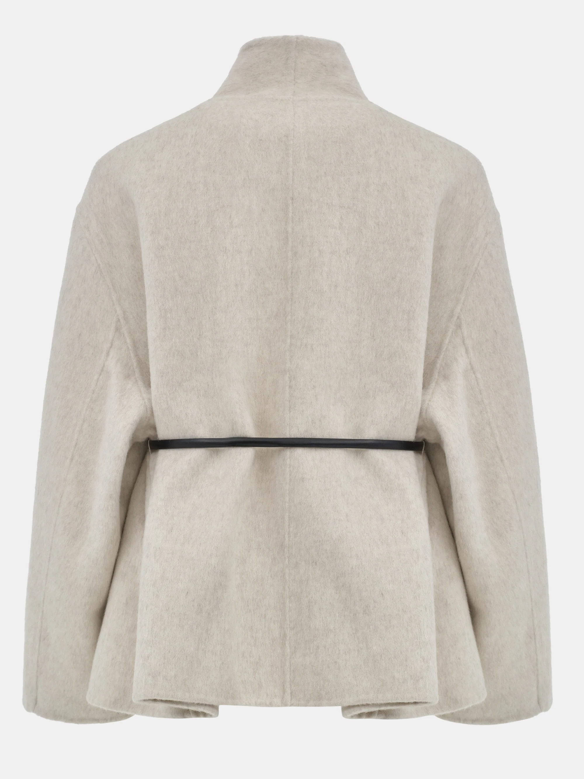 Belted Shawl-Collar Coat, Ivory - Image 6