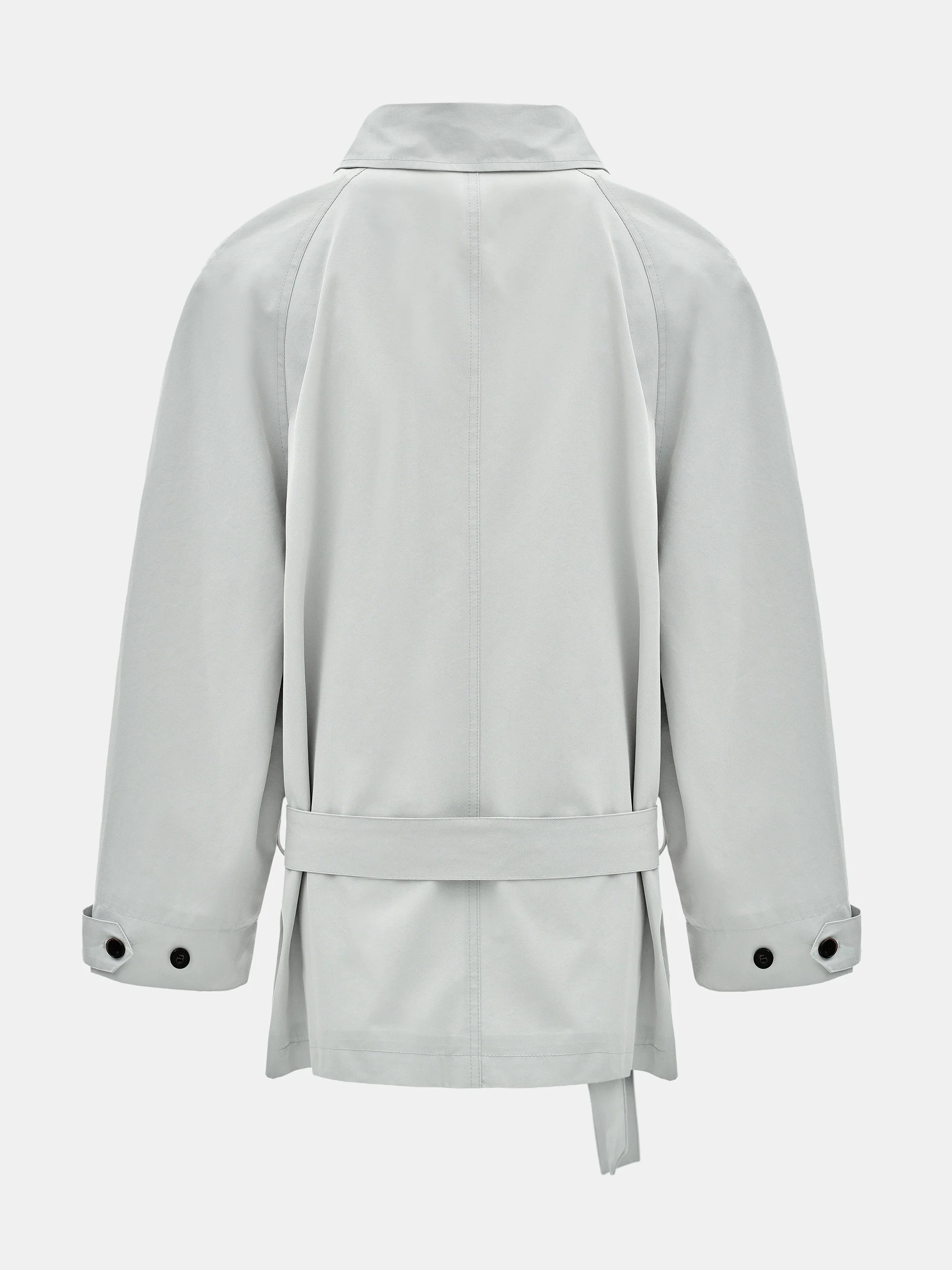 Belted Short Trench Jacket, Pale Blue - Image 6