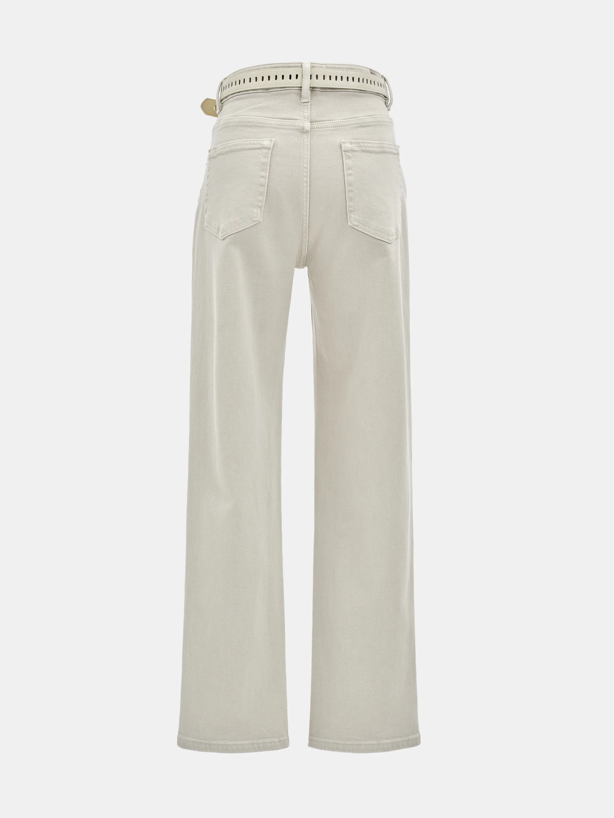 Belted Straight-Leg Jeans, Beige - Image 6
