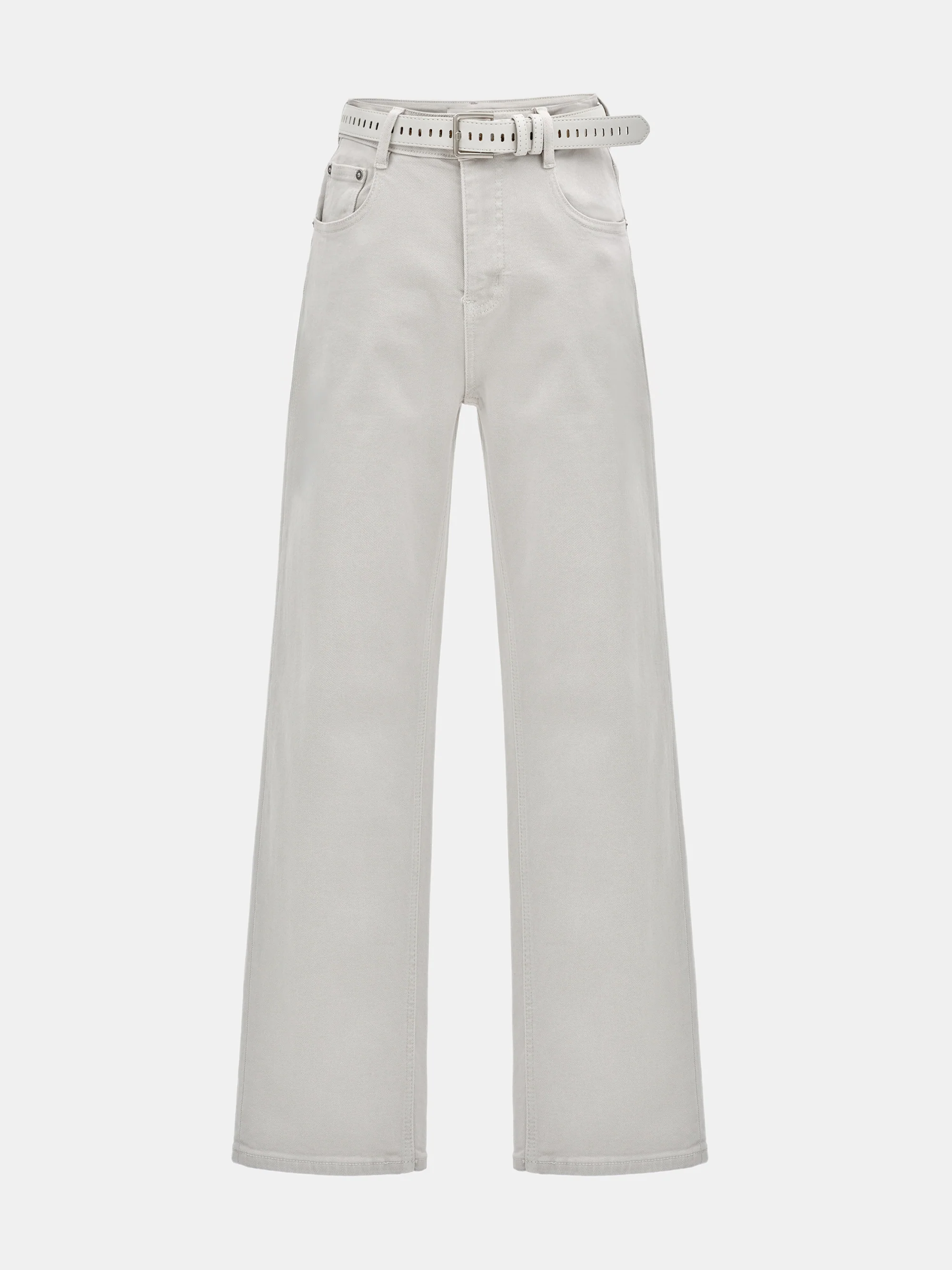 Belted Straight-Leg Jeans, Faded Grey - Image 6