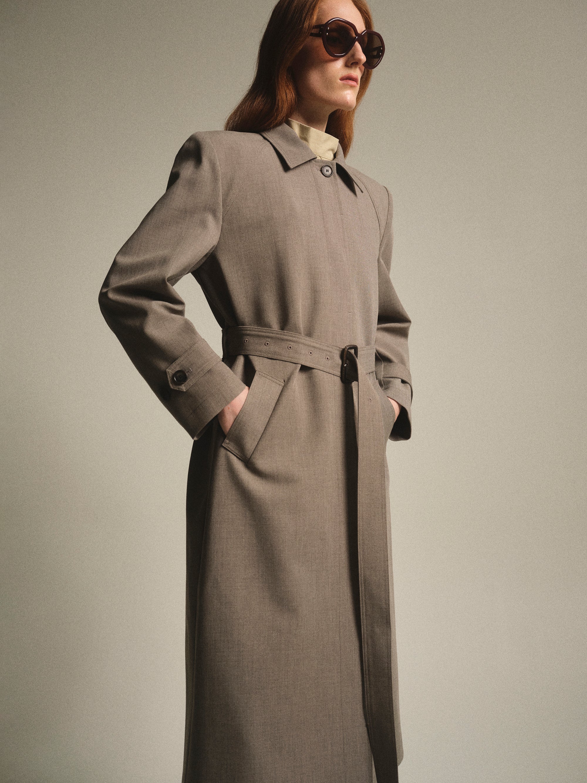 Belted Topcoat, Beige - Image 2