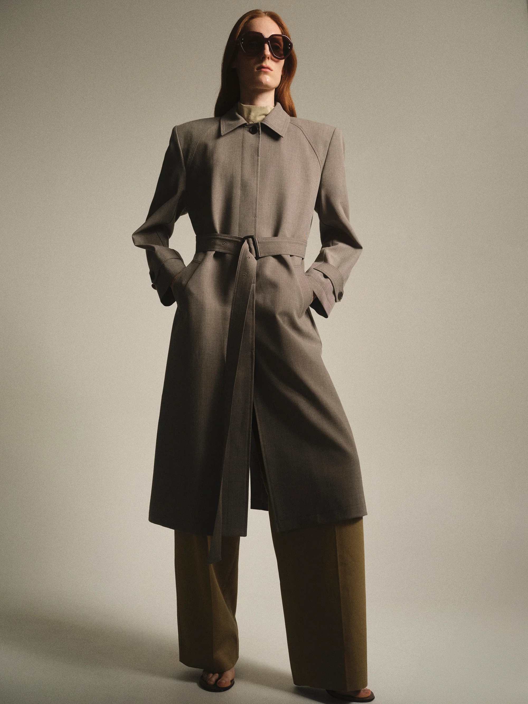 Belted Topcoat, Beige - Image 3